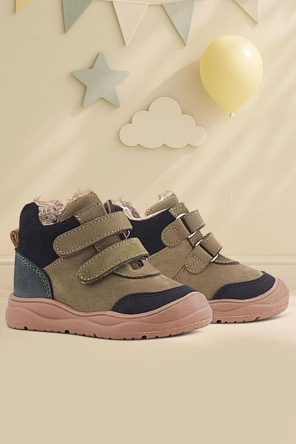 Rakerplus Hakiki Deri Haki Yeşil Cırtlı Çocuk Spor Bot