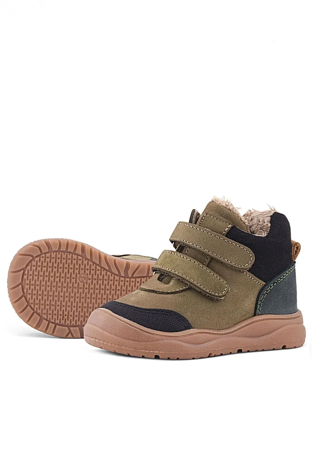 Rakerplus Hakiki Deri Haki Yeşil Cırtlı Çocuk Spor Bot