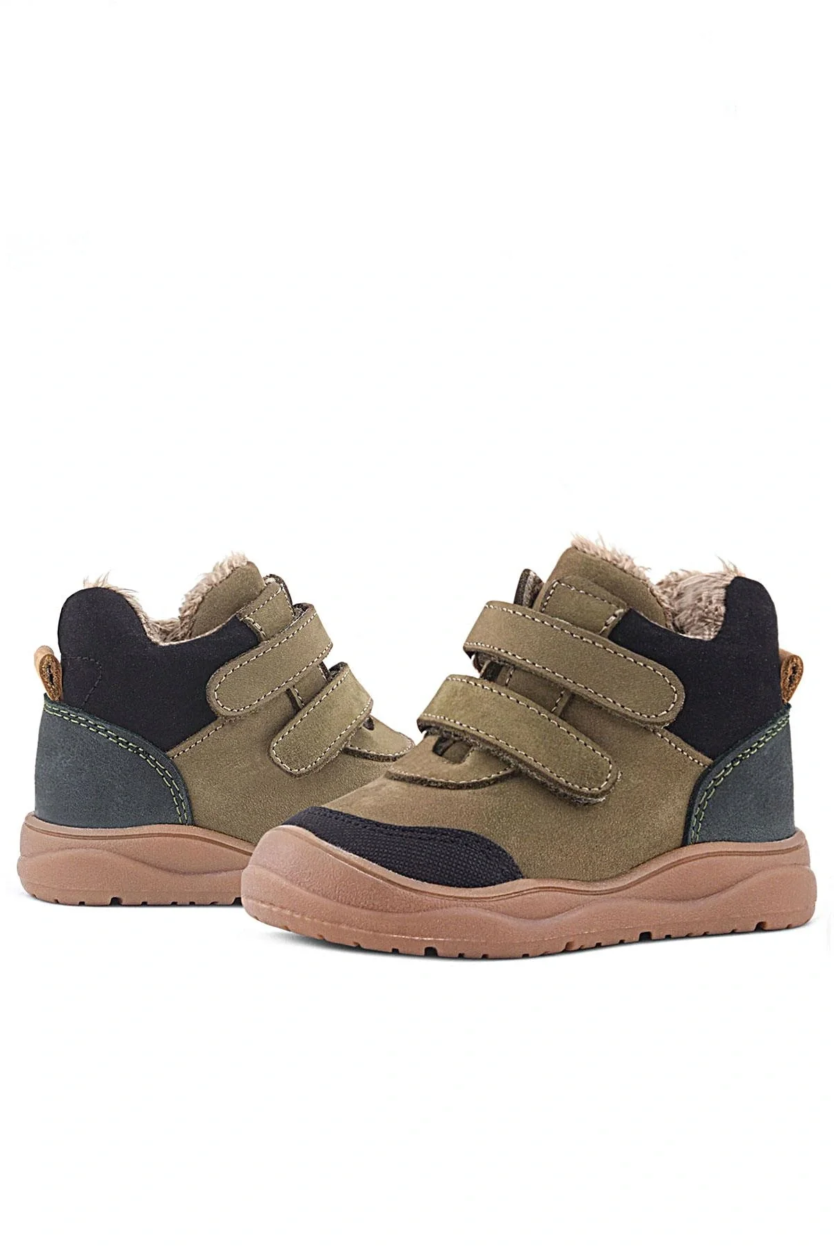 Rakerplus Hakiki Deri Haki Yeşil Cırtlı Çocuk Spor Bot