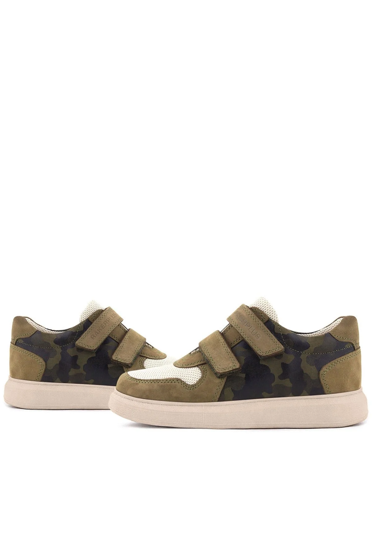 Rakerplus Hakiki Deri Haki Yeşil Cırtlı Hafif Tabanlı Erkek Çocuk Spor Ayakkabı