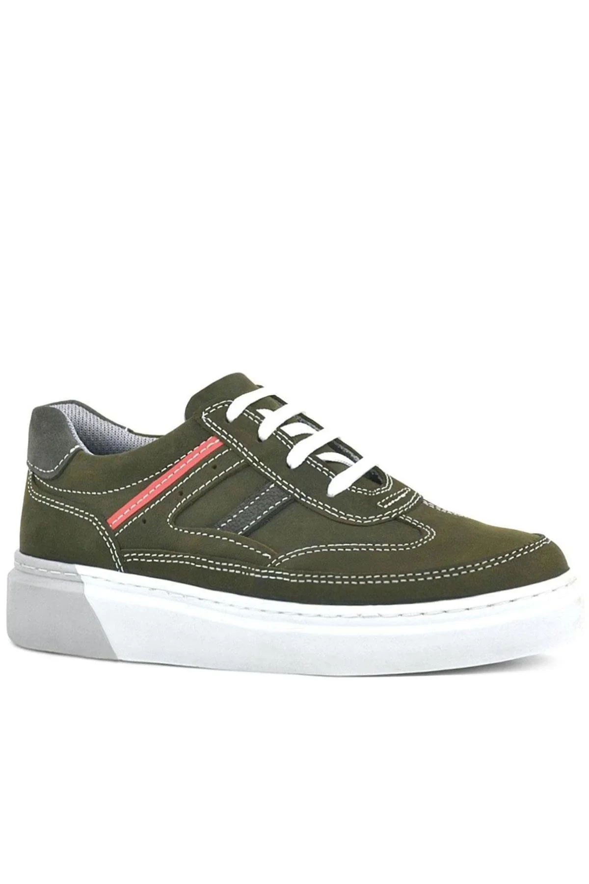 Rakerplus Hakiki Deri Haki Yeşil Çocuk Günlük Spor Okul Ayakkabı