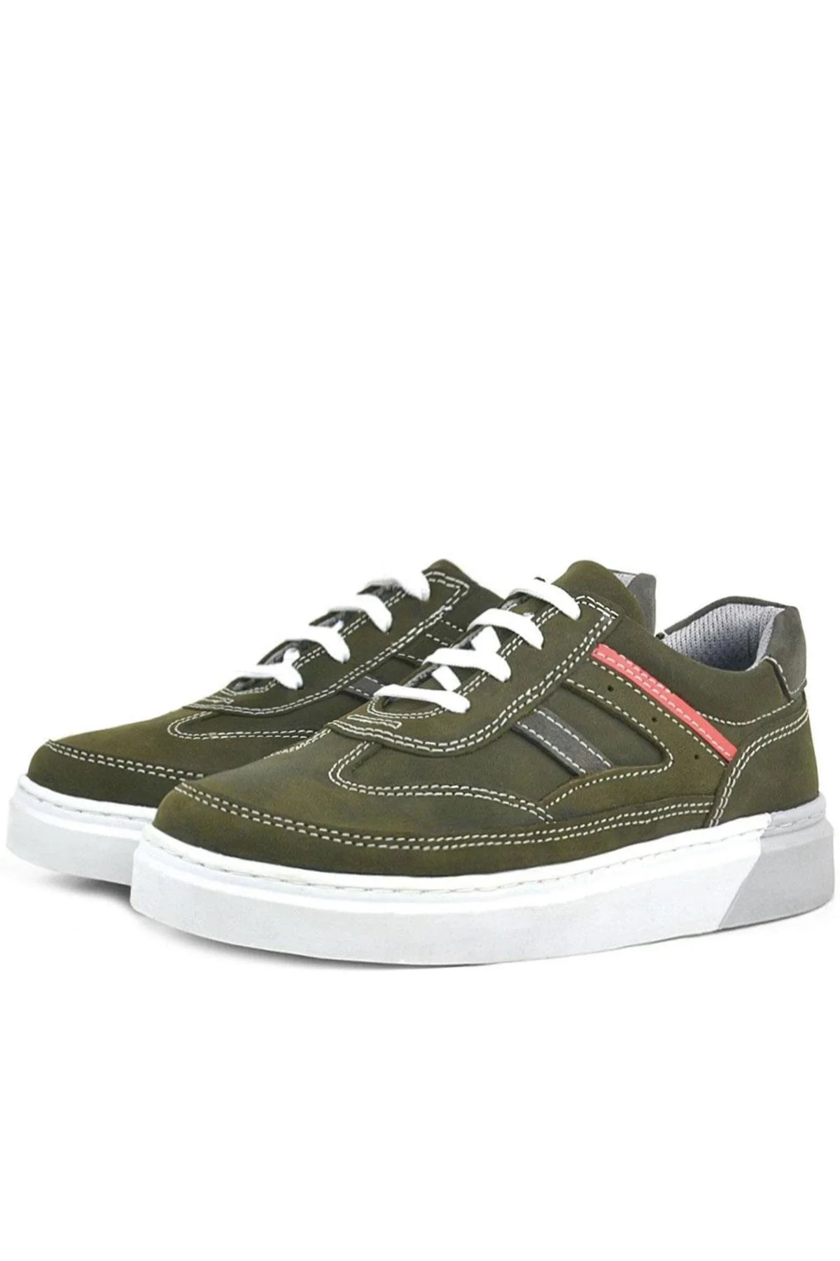 Rakerplus Hakiki Deri Haki Yeşil Çocuk Günlük Spor Okul Ayakkabı