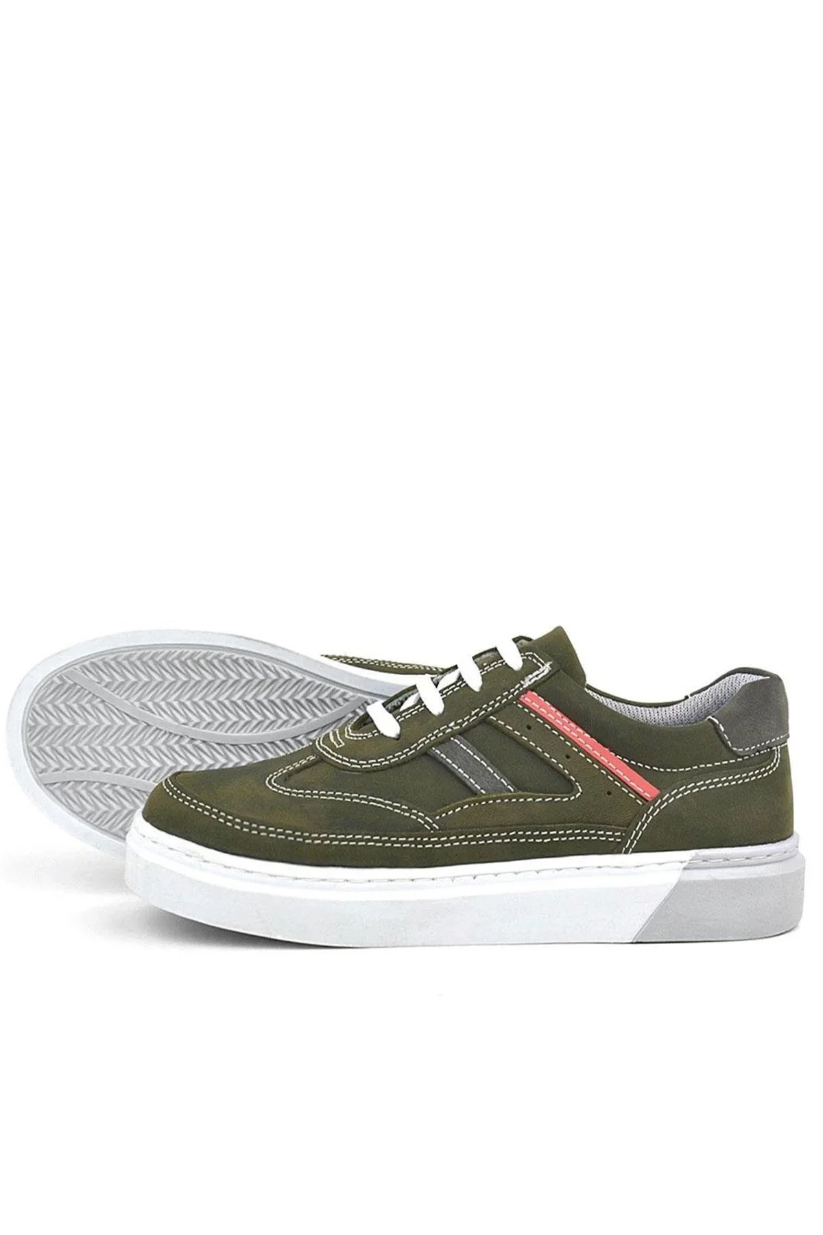 Rakerplus Hakiki Deri Haki Yeşil Çocuk Günlük Spor Okul Ayakkabı