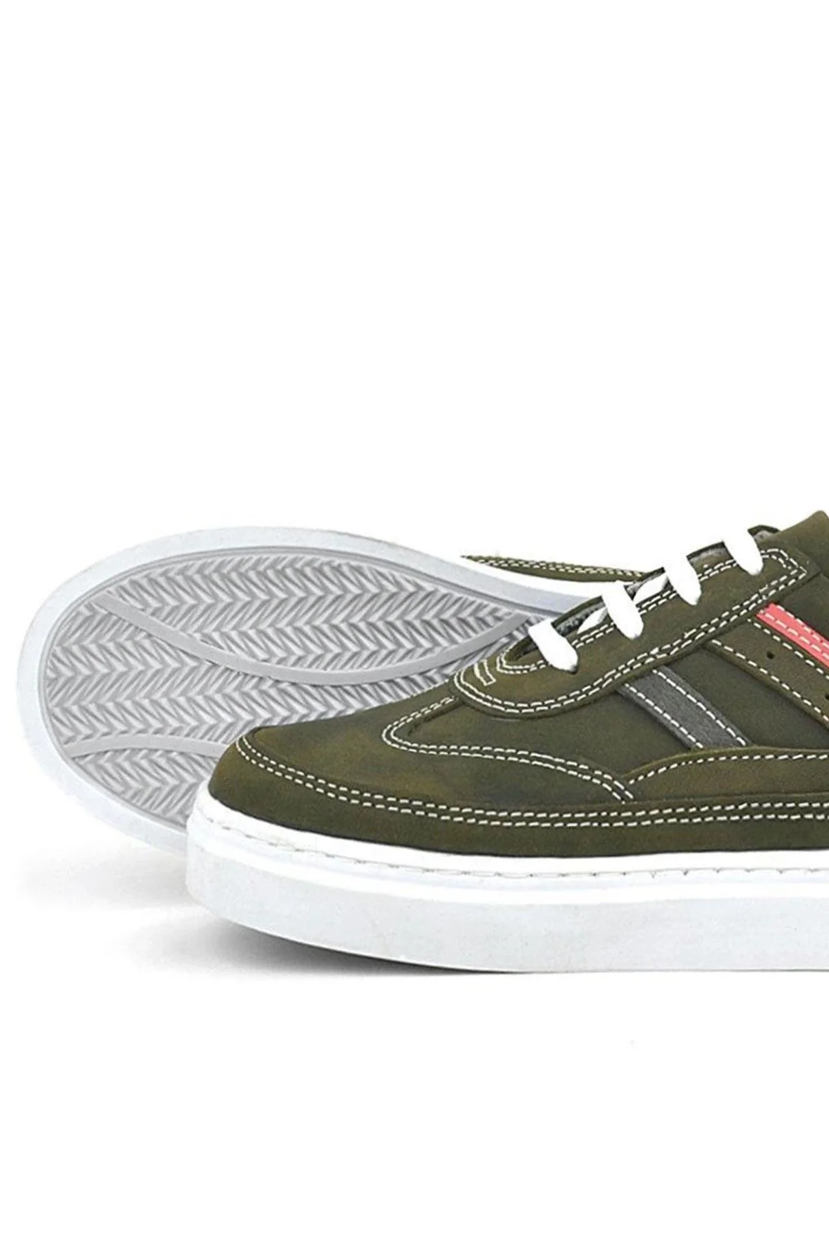 Rakerplus Hakiki Deri Haki Yeşil Çocuk Günlük Spor Okul Ayakkabı