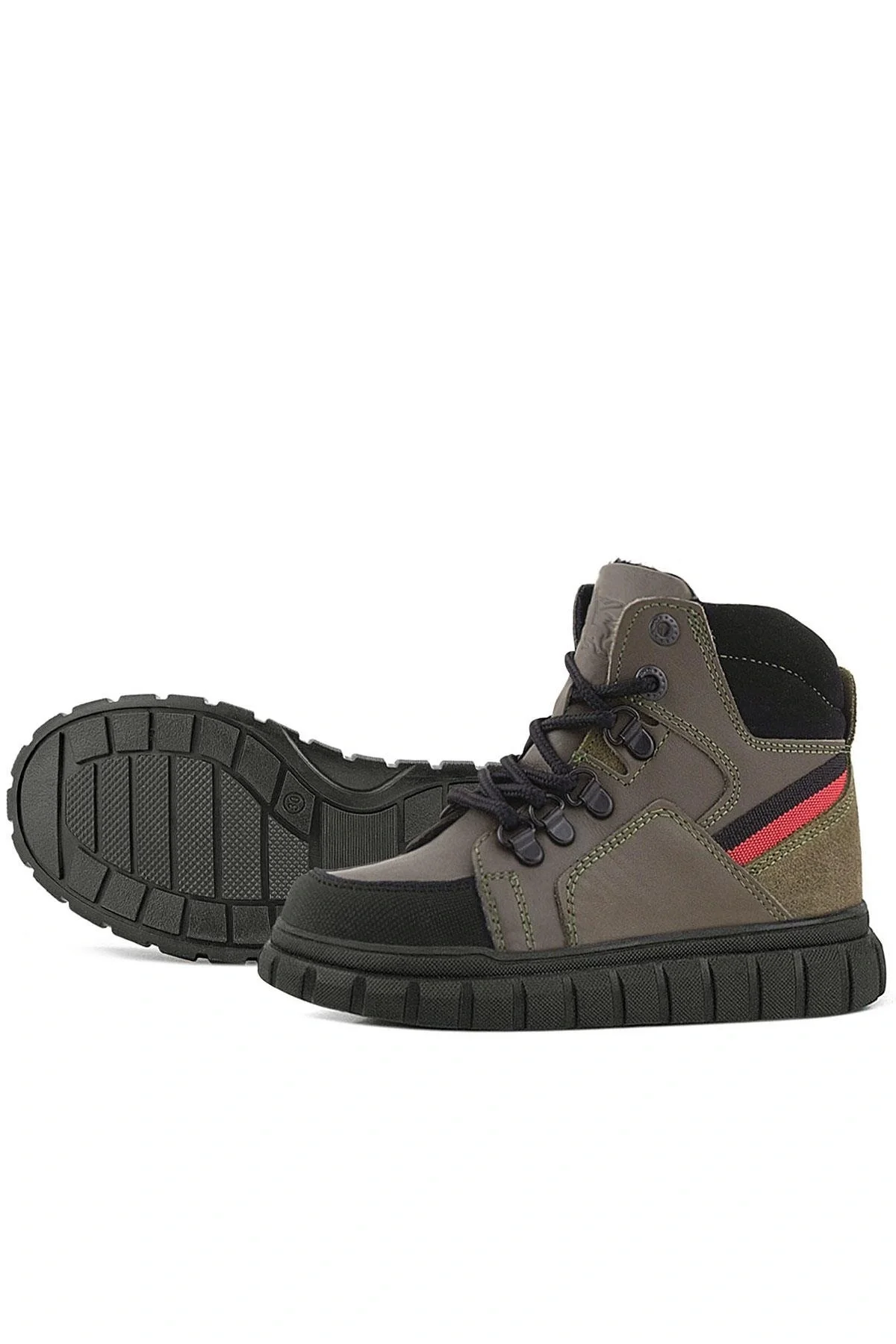 Rakerplus Hakiki Deri Haki Yeşil Fermuarlı Erkek Çocuk Bot