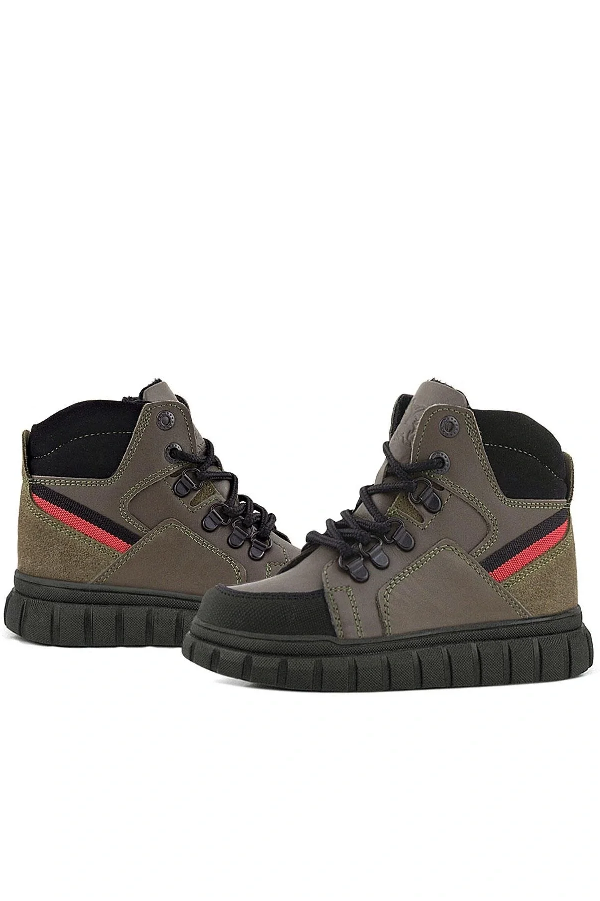 Rakerplus Hakiki Deri Haki Yeşil Fermuarlı Erkek Çocuk Bot