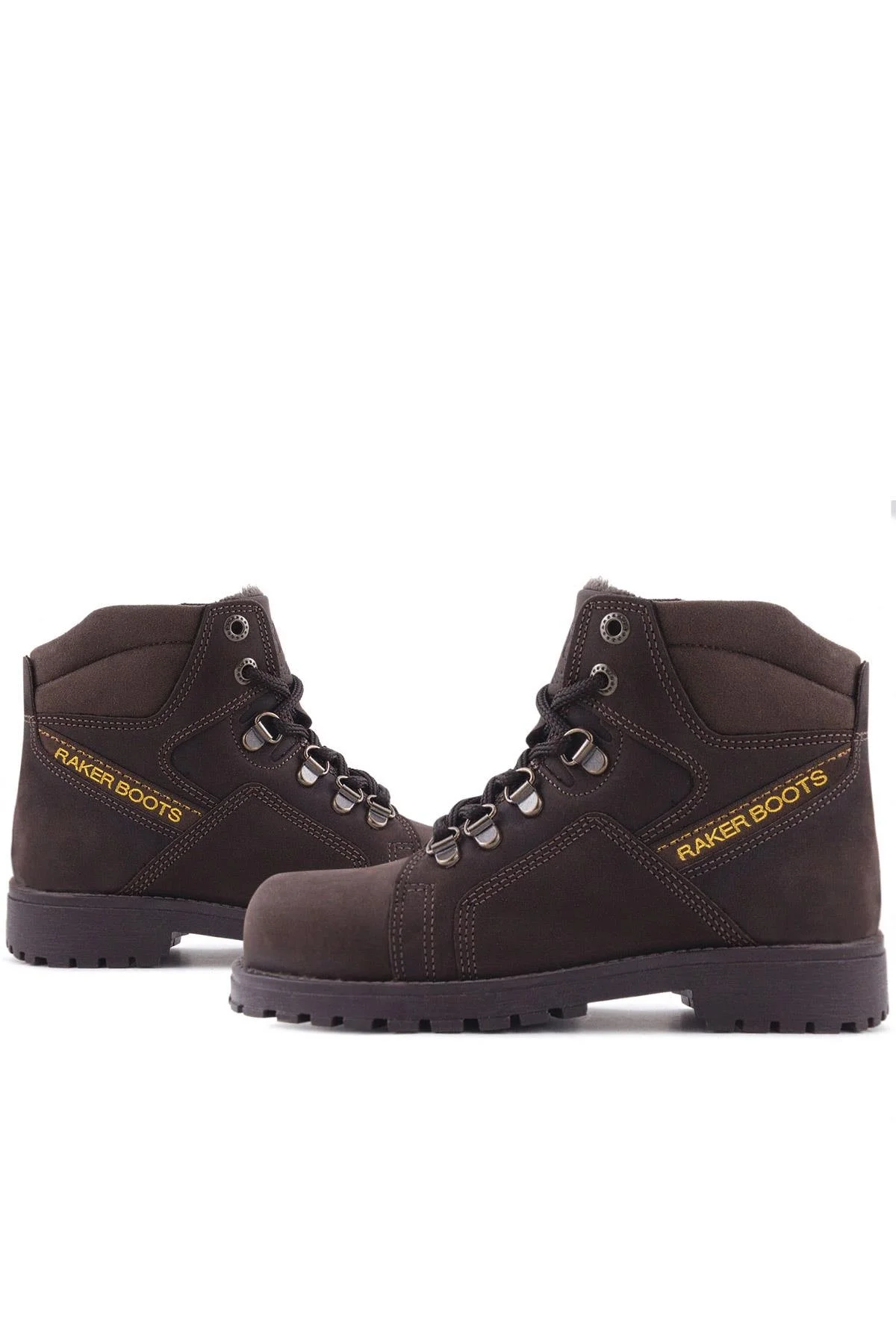 Rakerplus Hakiki Deri Kahve Nubuk Fermuarlı Kürklü Çocuk Bot