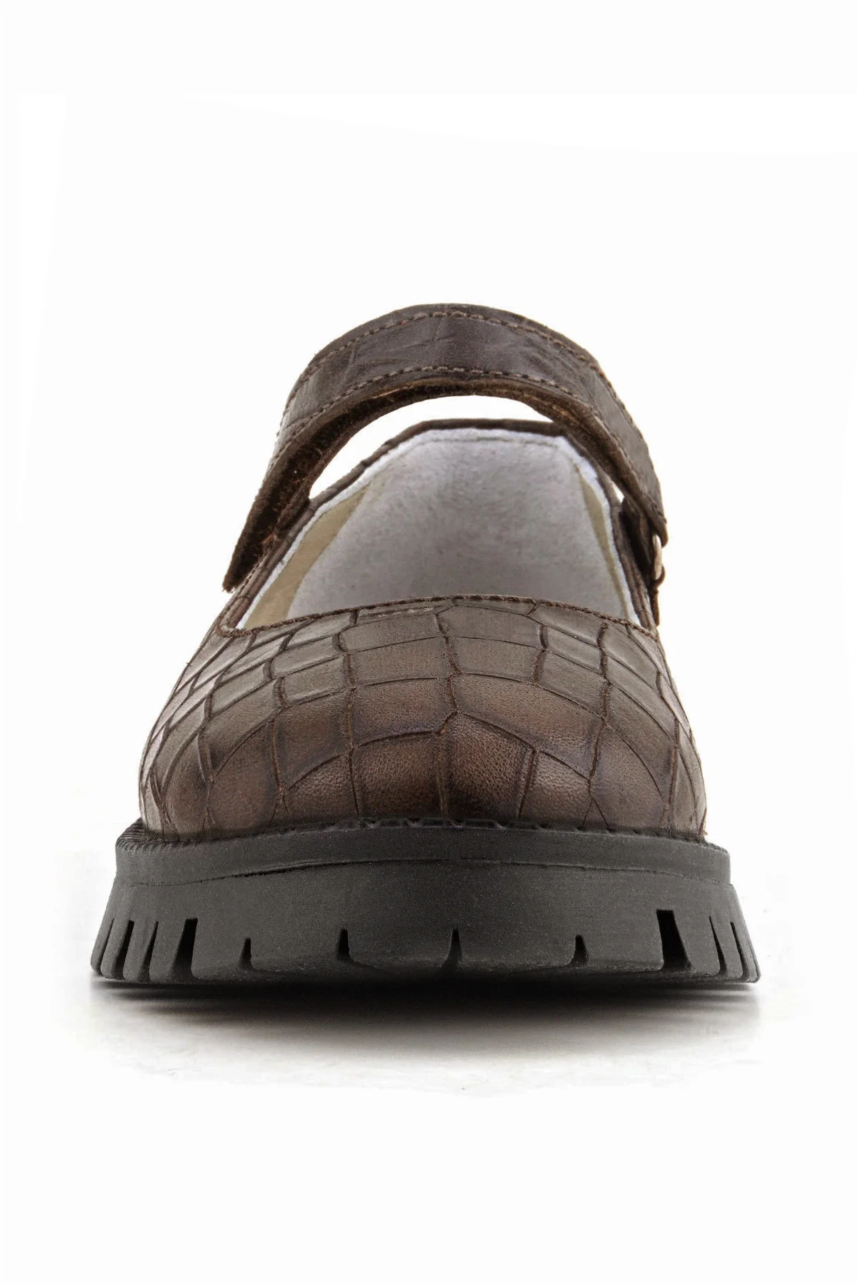 Rakerplus Hakiki Deri Kahverengi Desenli Cırtlı Kalın Tabanlı Kız Çocuk Ayakkabısı