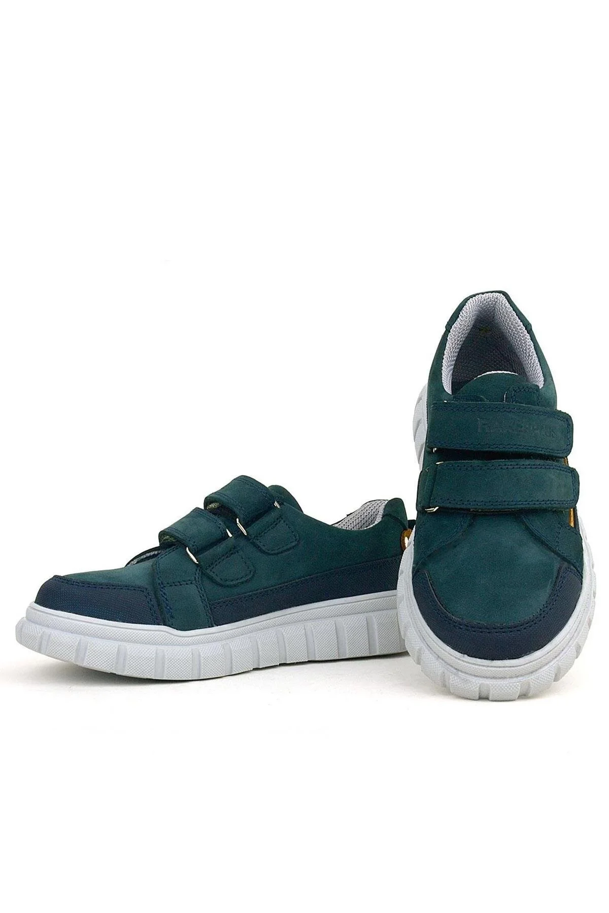 Rakerplus Hakiki Deri Koyu Yeşil Cırtlı Günlük Spor Çocuk Okul Ayakkabı