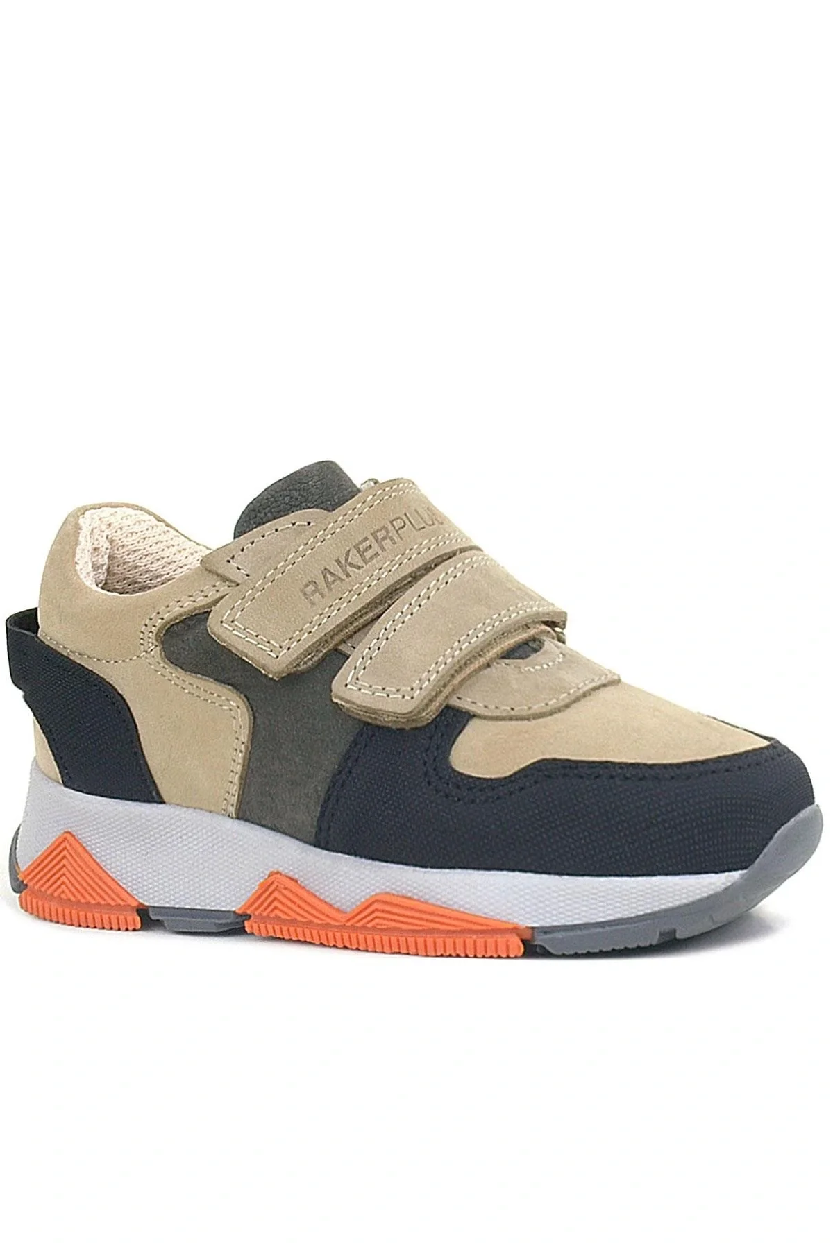 Rakerplus Hakiki Deri Kum Gri Siyah Çocuk Sneakers Spor Ayakkabı