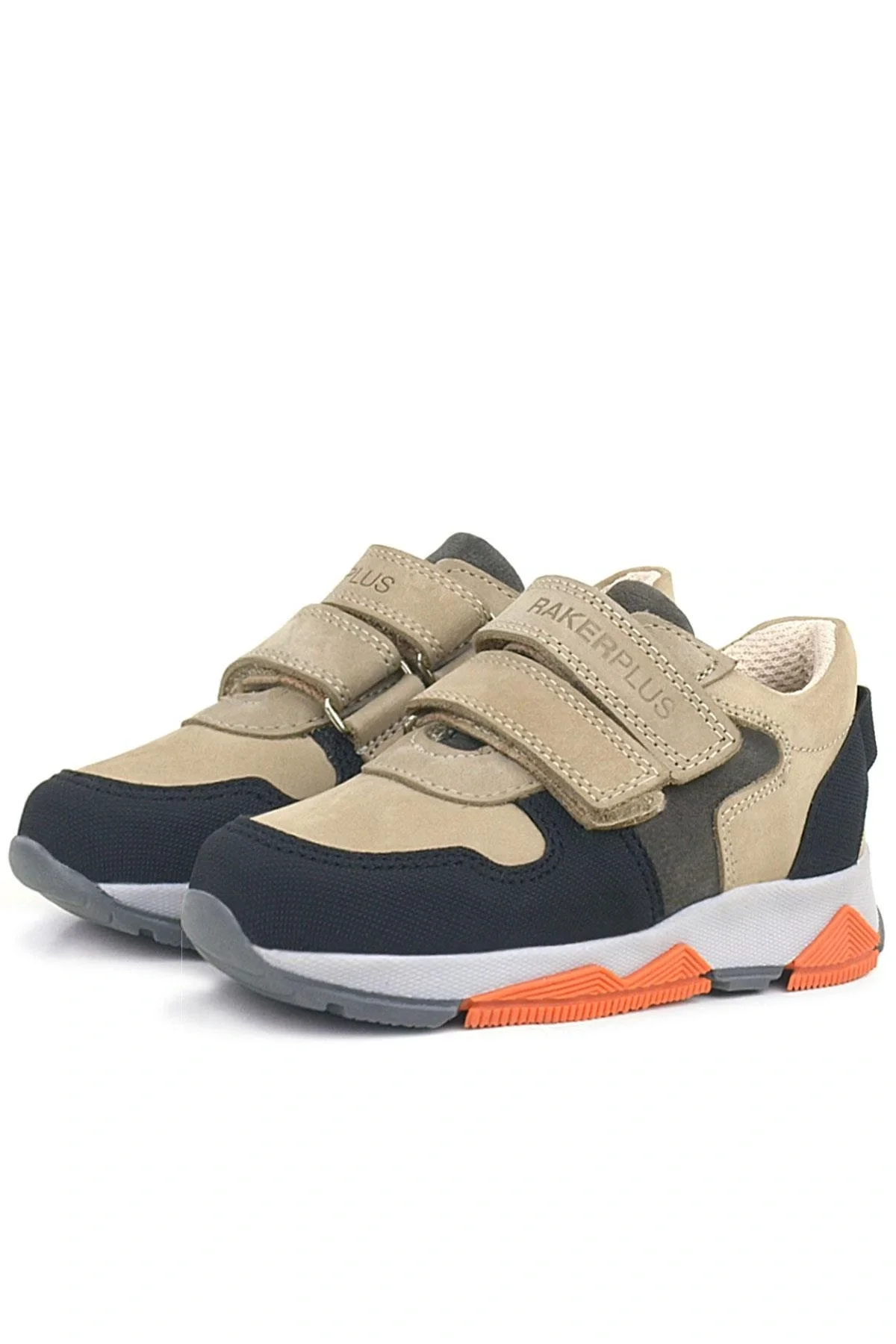 Rakerplus Hakiki Deri Kum Gri Siyah Çocuk Sneakers Spor Ayakkabı