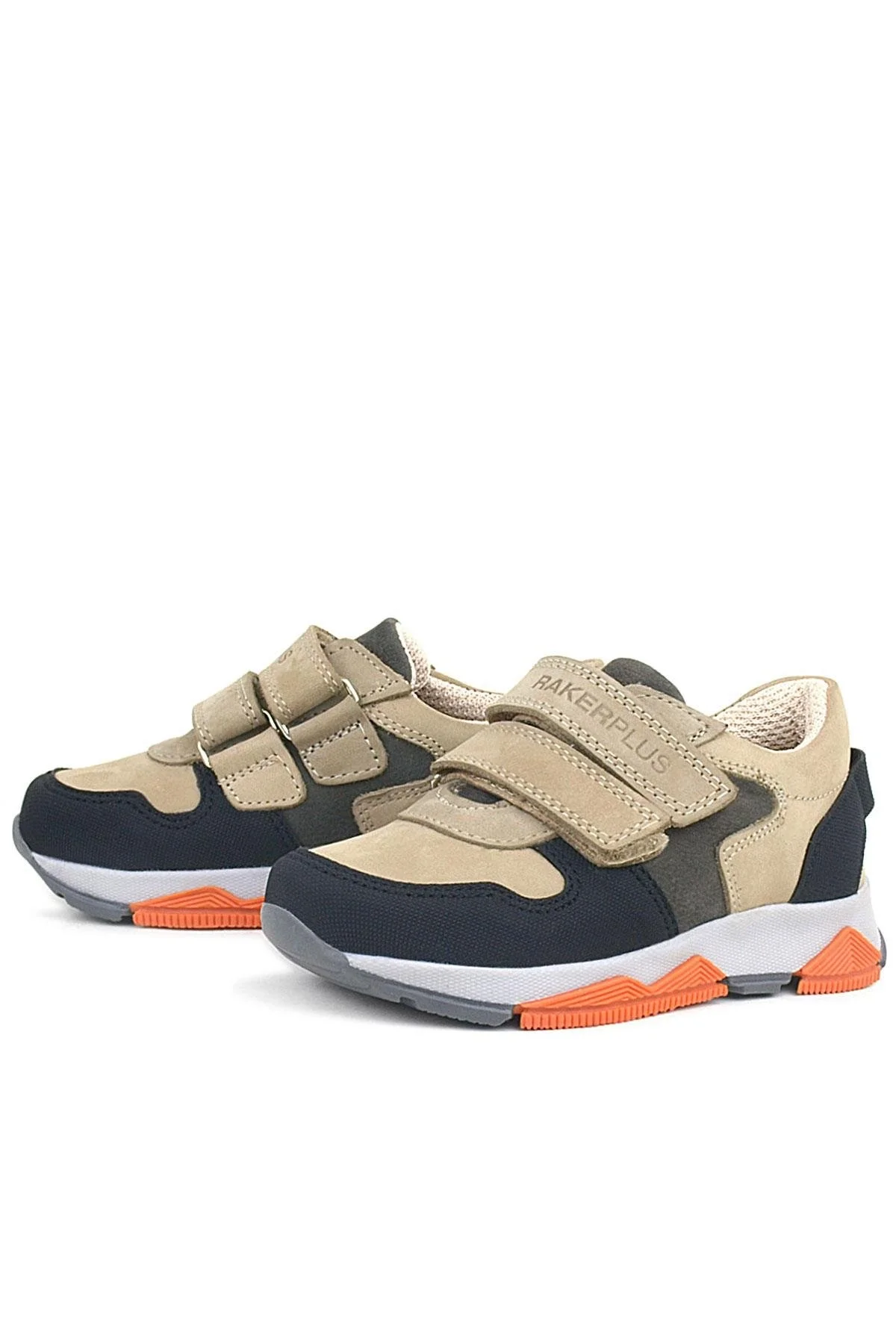 Rakerplus Hakiki Deri Kum Gri Siyah Çocuk Sneakers Spor Ayakkabı