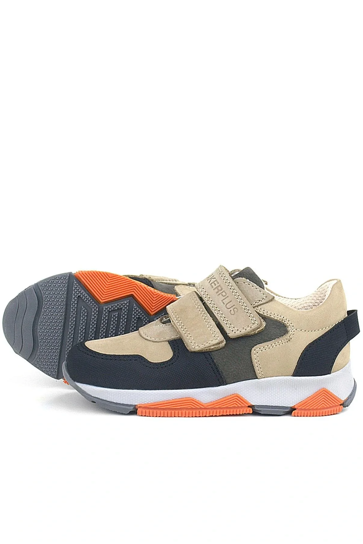 Rakerplus Hakiki Deri Kum Gri Siyah Çocuk Sneakers Spor Ayakkabı