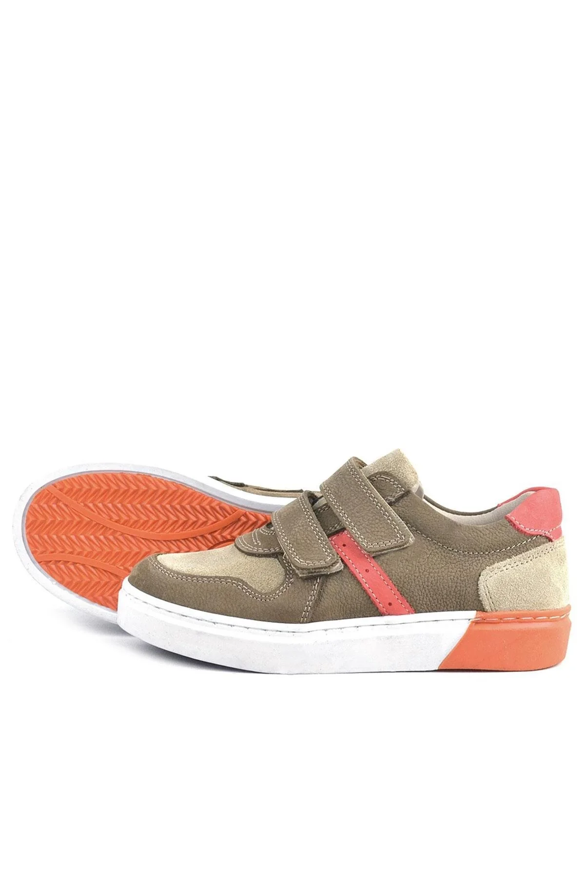 Rakerplus Hakiki Deri Kum Rengi Cırtlı Erkek Çocuk Sneaker