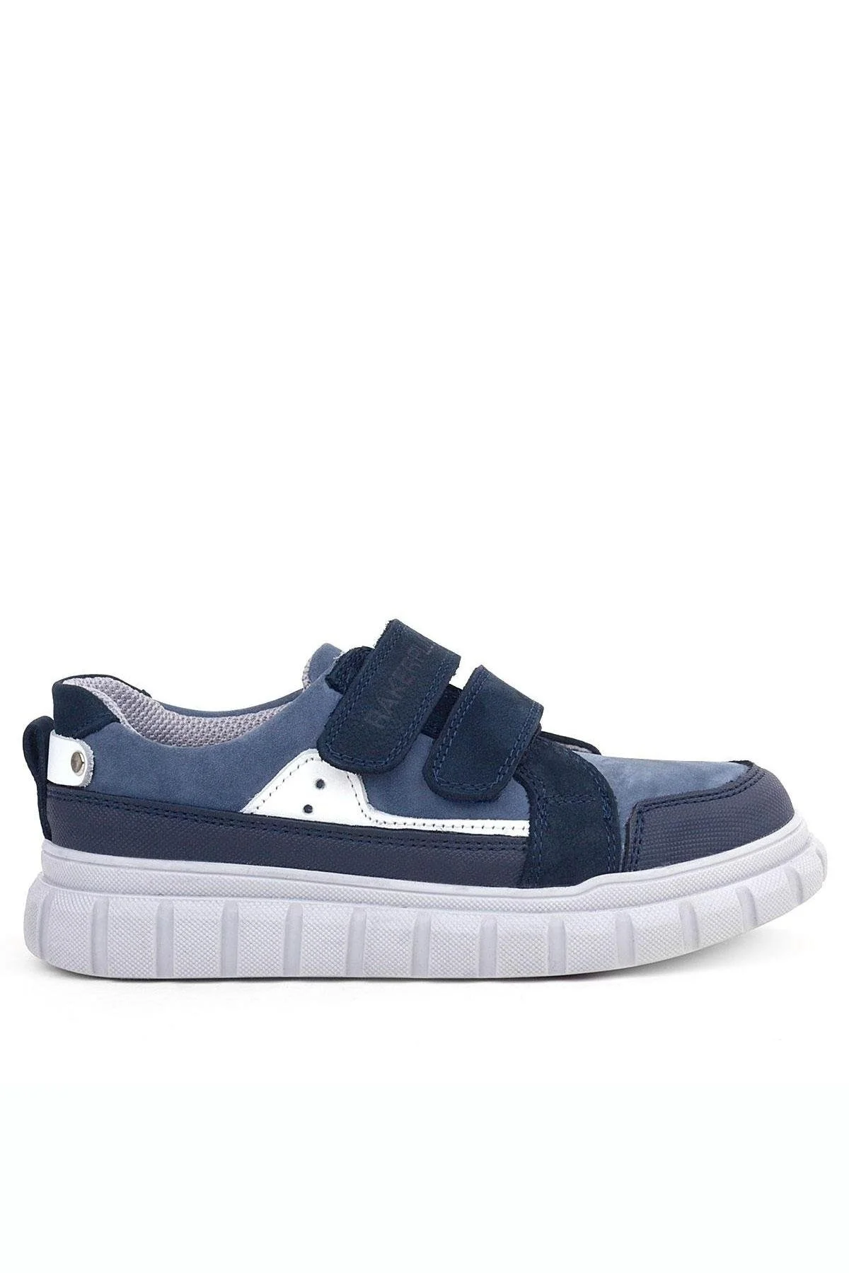 Rakerplus Hakiki Deri Lacivert Beyaz Cırtlı Çocuk Günlük Spor Okul Ayakkabı