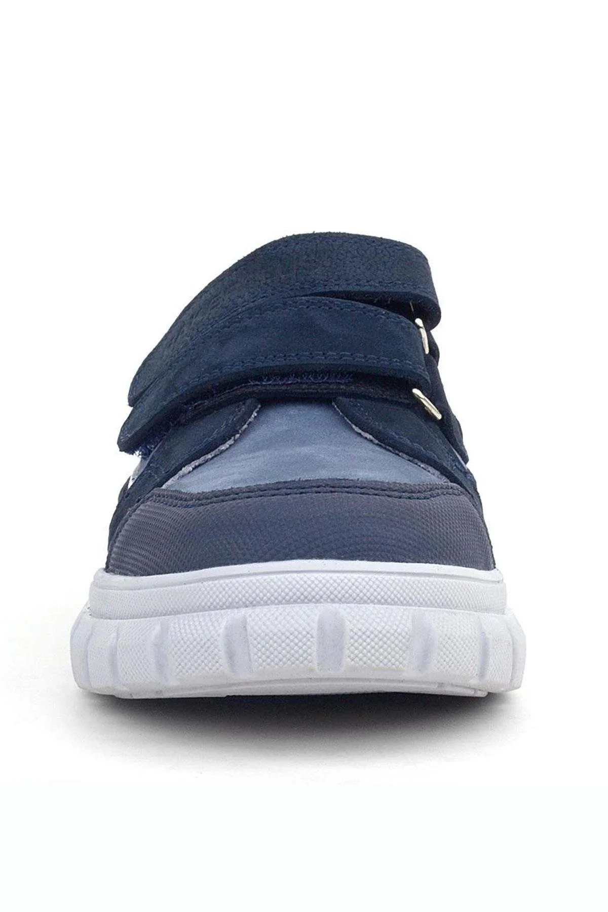 Rakerplus Hakiki Deri Lacivert Beyaz Cırtlı Çocuk Günlük Spor Okul Ayakkabı