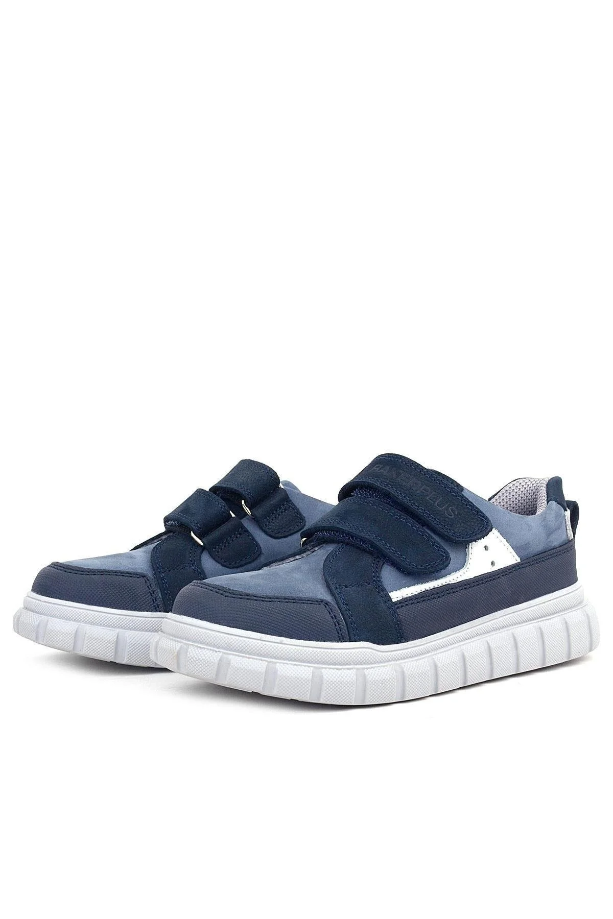 Rakerplus Hakiki Deri Lacivert Beyaz Cırtlı Çocuk Günlük Spor Okul Ayakkabı