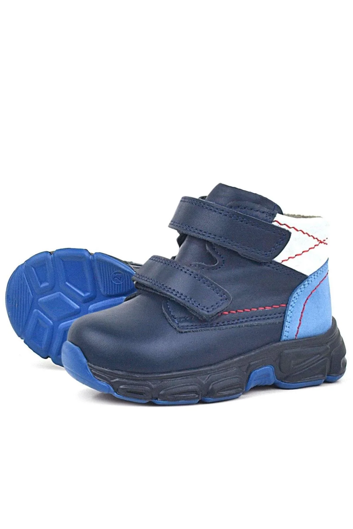 Rakerplus Hakiki Deri Lacivert Cilt Kürklü Bebek Spor Bot Ayakkabı