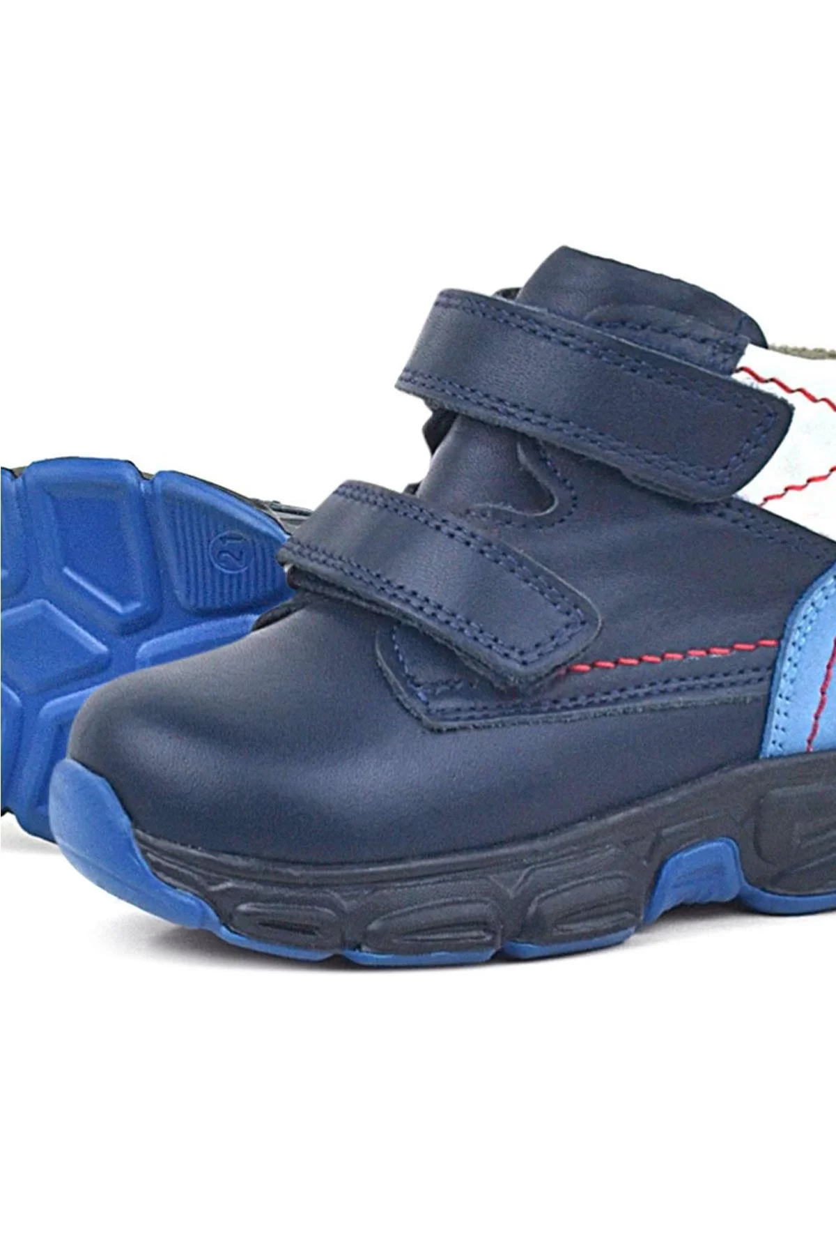 Rakerplus Hakiki Deri Lacivert Cilt Kürklü Bebek Spor Bot Ayakkabı