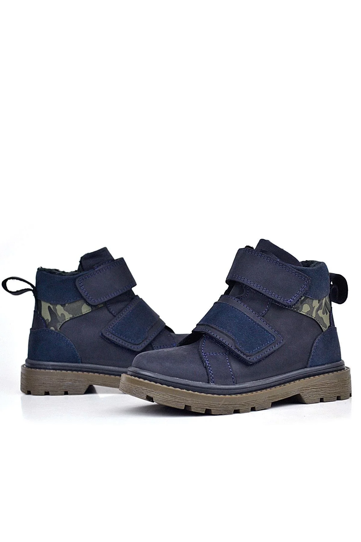Rakerplus Hakiki Deri Lacivert Cırt Cırtlı Kışlık Çocuk Bot