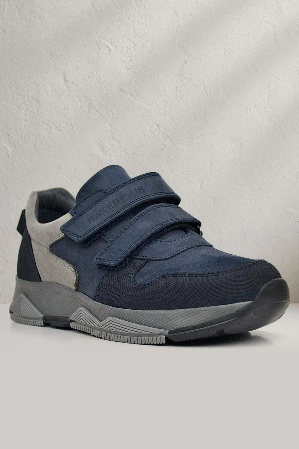Rakerplus Hakiki Deri Lacivert Cırtlı Gri Tabanlı Çocuk Sneakers Spor Ayakkabı
