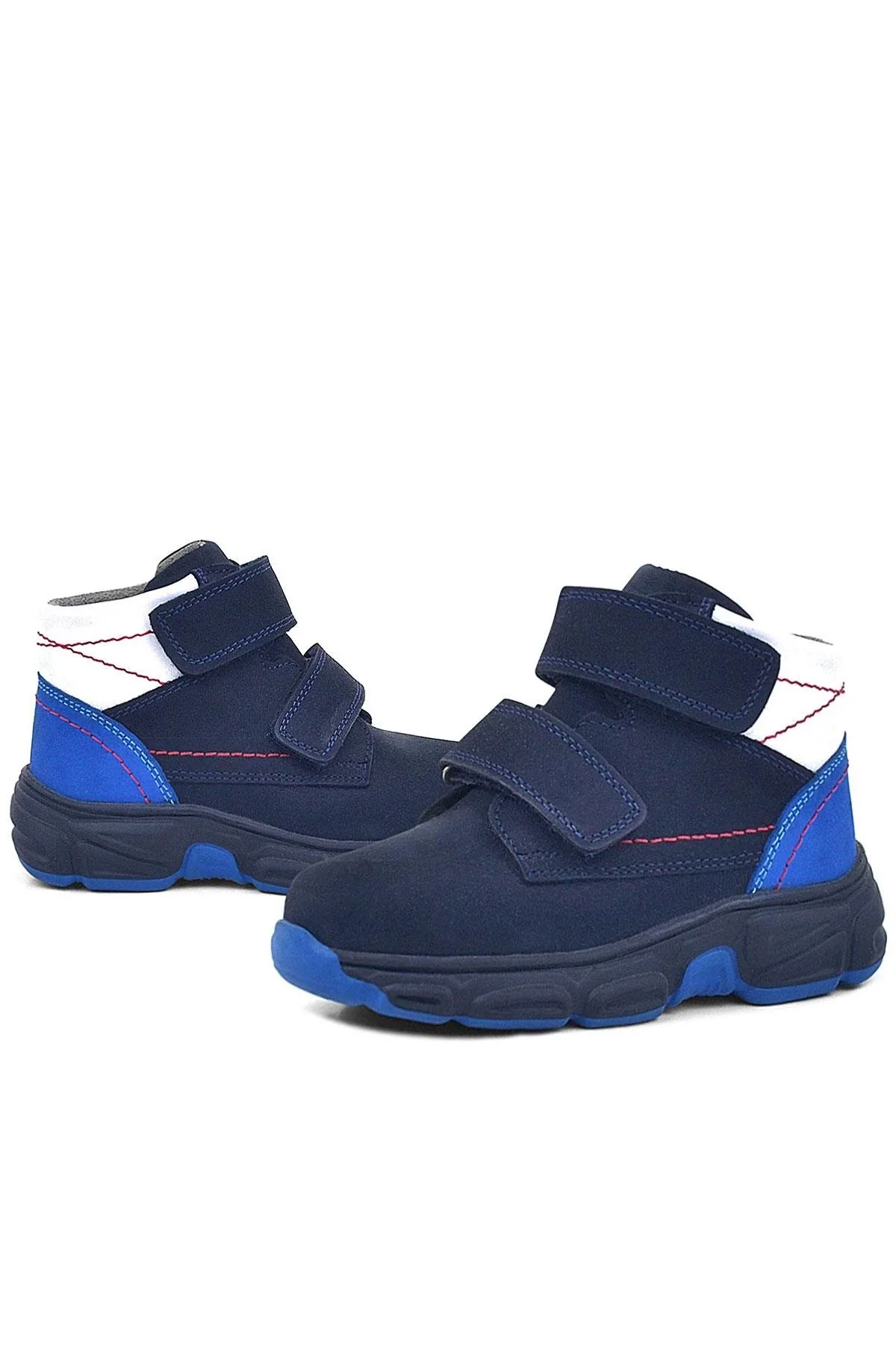 Rakerplus Hakiki Deri Lacivert Cırtlı Kürklü Çocuk Spor Bot