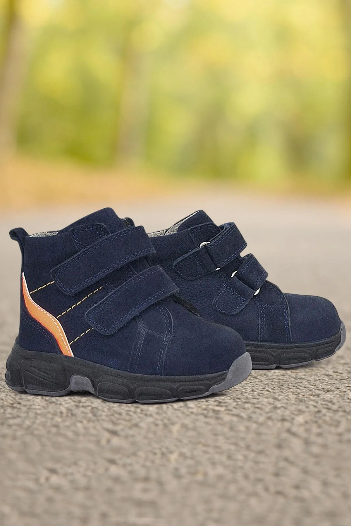 Rakerplus Hakiki Deri Lacivert Cırtlı Spor Erkek Bebek Bot