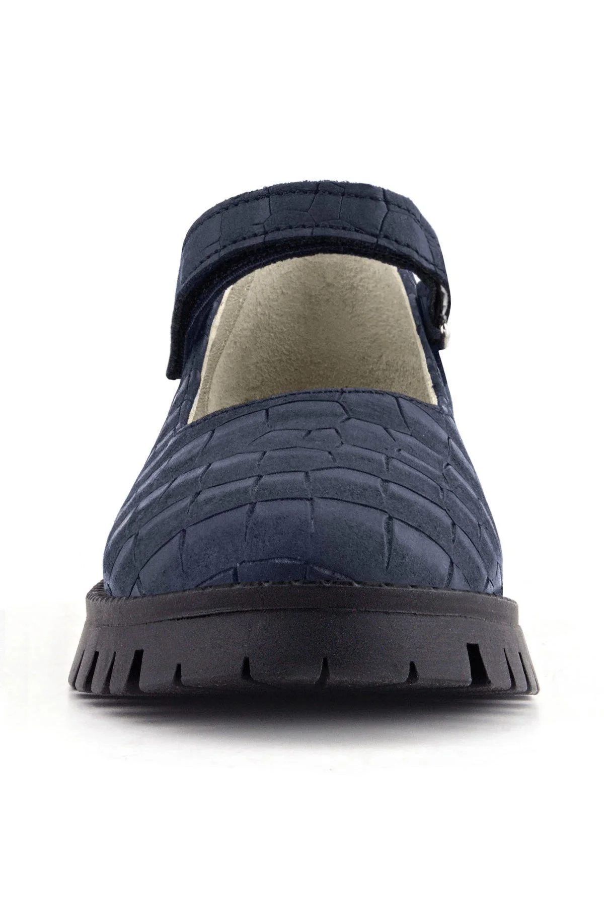 Rakerplus Hakiki Deri Lacivert Desenli Cırtlı Kalın Tabanlı Kız Çocuk Ayakkabısı