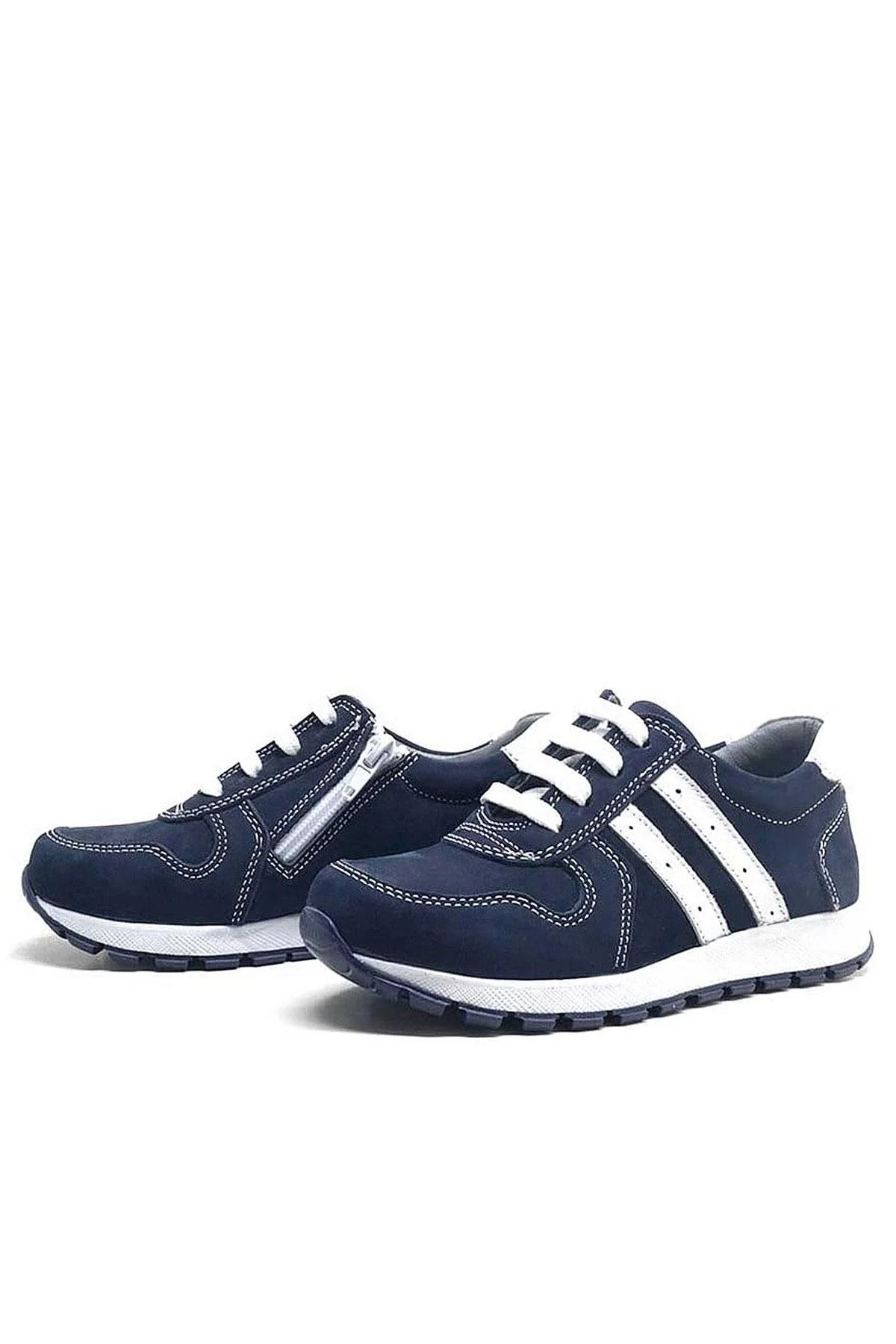 Rakerplus Hakiki Deri Lacivert Fermuarlı Erkek Çocuk Spor Okul Ayakkabı