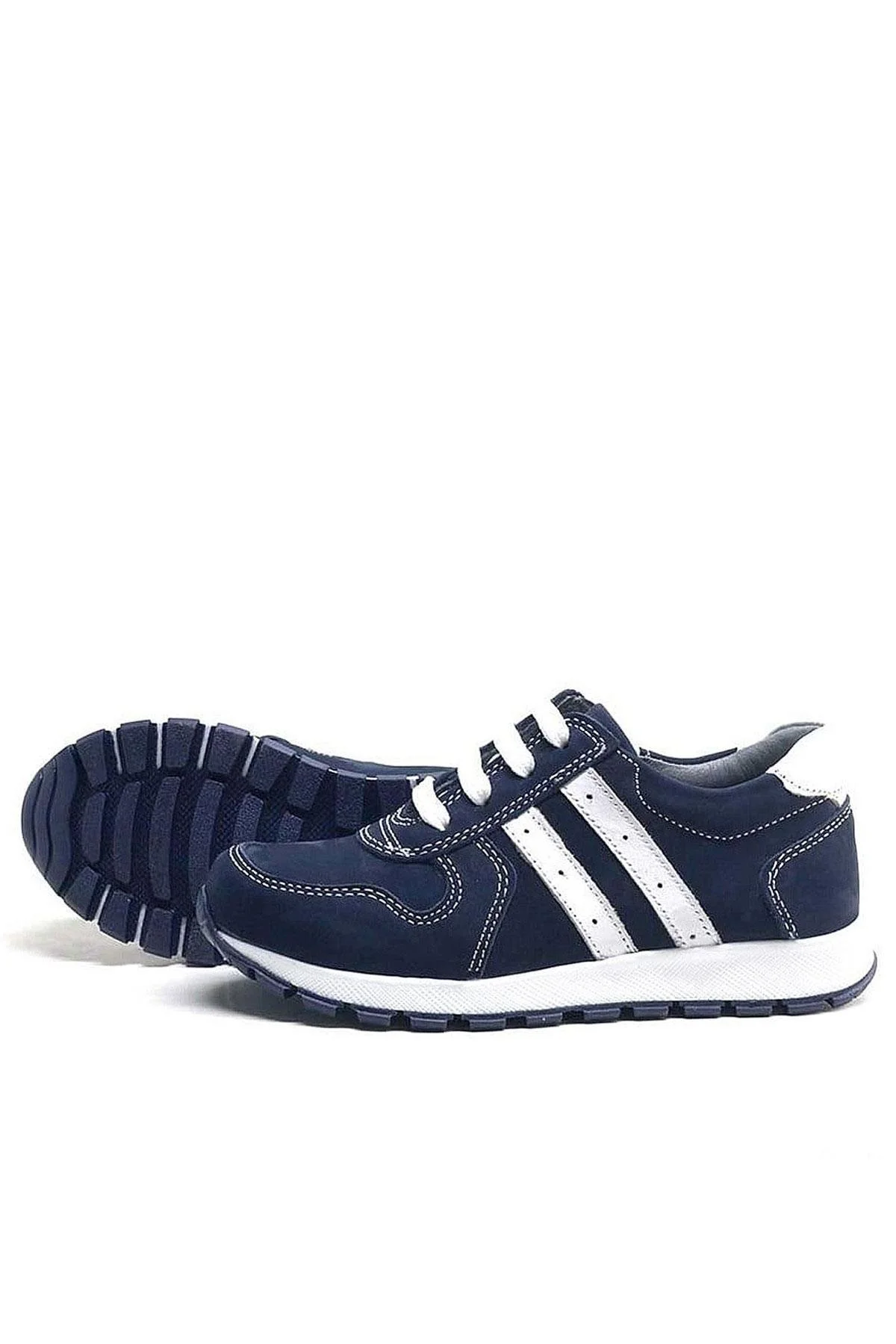 Rakerplus Hakiki Deri Lacivert Fermuarlı Erkek Çocuk Spor Okul Ayakkabı