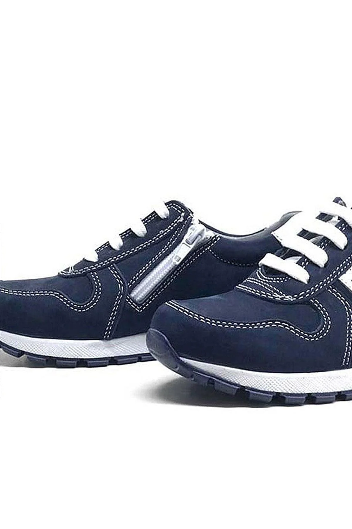 Rakerplus Hakiki Deri Lacivert Fermuarlı Erkek Çocuk Spor Okul Ayakkabı