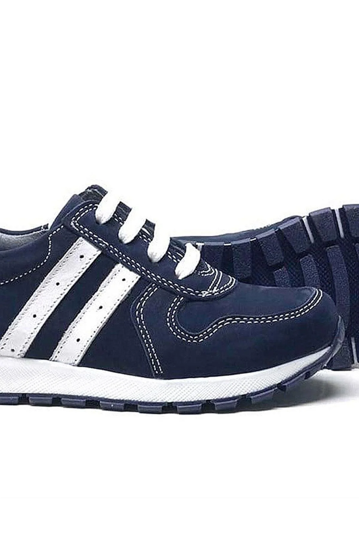 Rakerplus Hakiki Deri Lacivert Fermuarlı Erkek Çocuk Spor Okul Ayakkabı