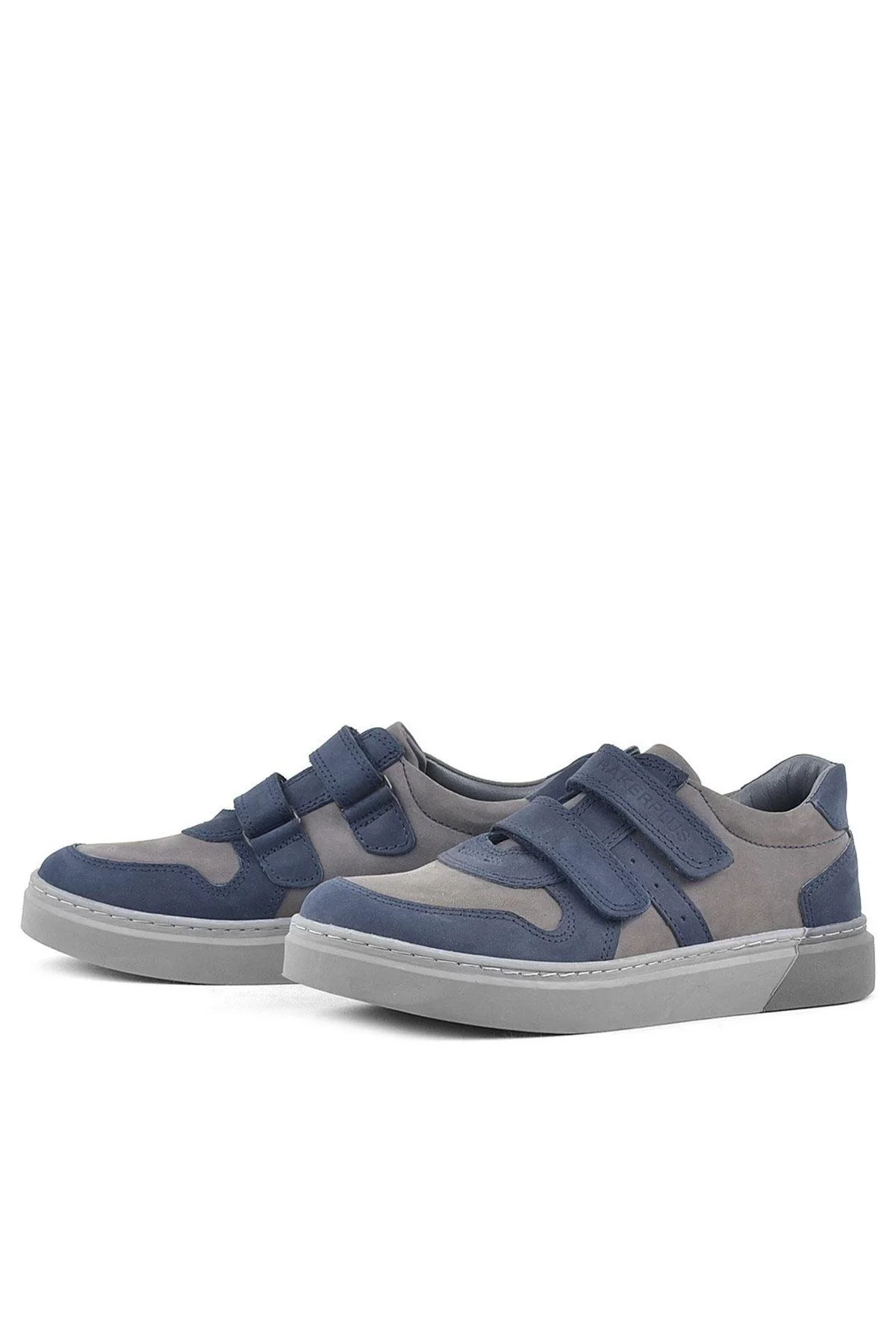 Rakerplus Hakiki Deri Lacivert Gri Cırtlı Erkek Çocuk Sneaker Ayakkabı