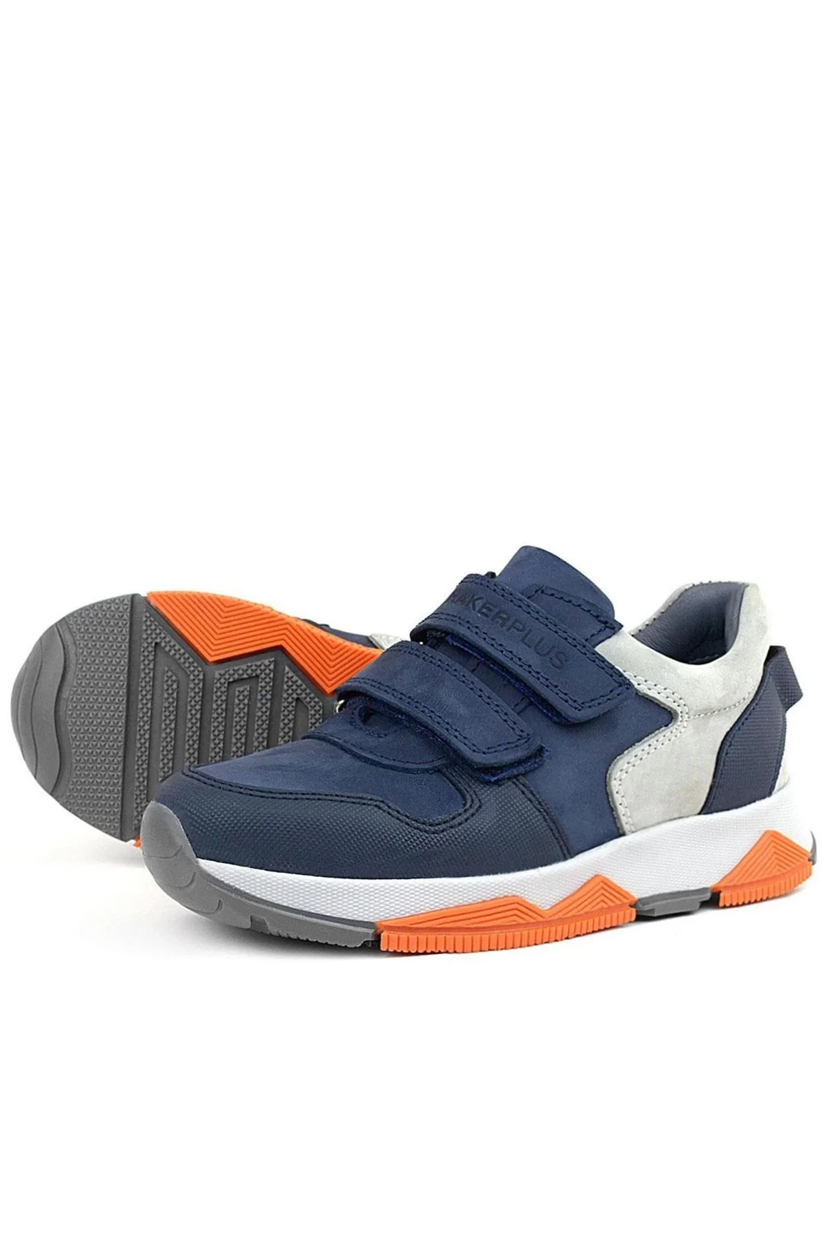 Rakerplus Hakiki Deri Lacivert Gri Çocuk Sneakers Spor Ayakkabı