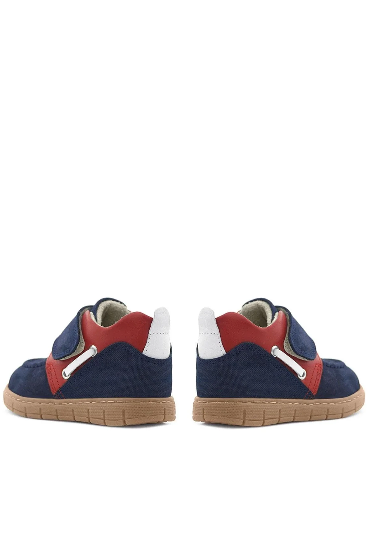 Rakerplus Hakiki Deri Lacivert Kırmızı Cırt Cırtlı Bebek Bot