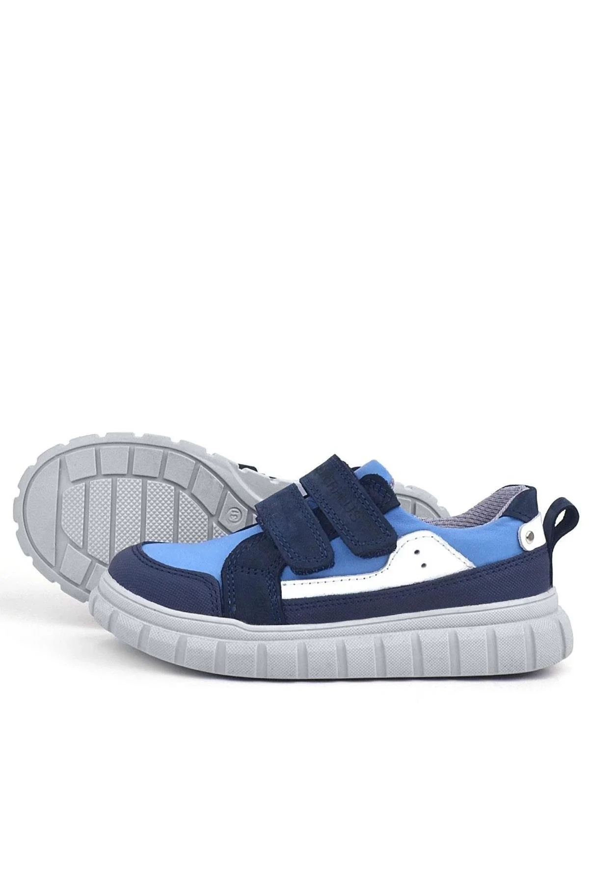 Rakerplus Hakiki Deri Lacivert Mavi Cırtlı Çocuk Günlük Spor Okul Ayakkabı