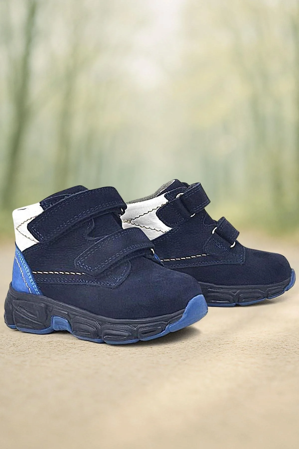 Rakerplus Hakiki Deri Lacivert Nubuk Bebek Spor Bot Ayakkabı