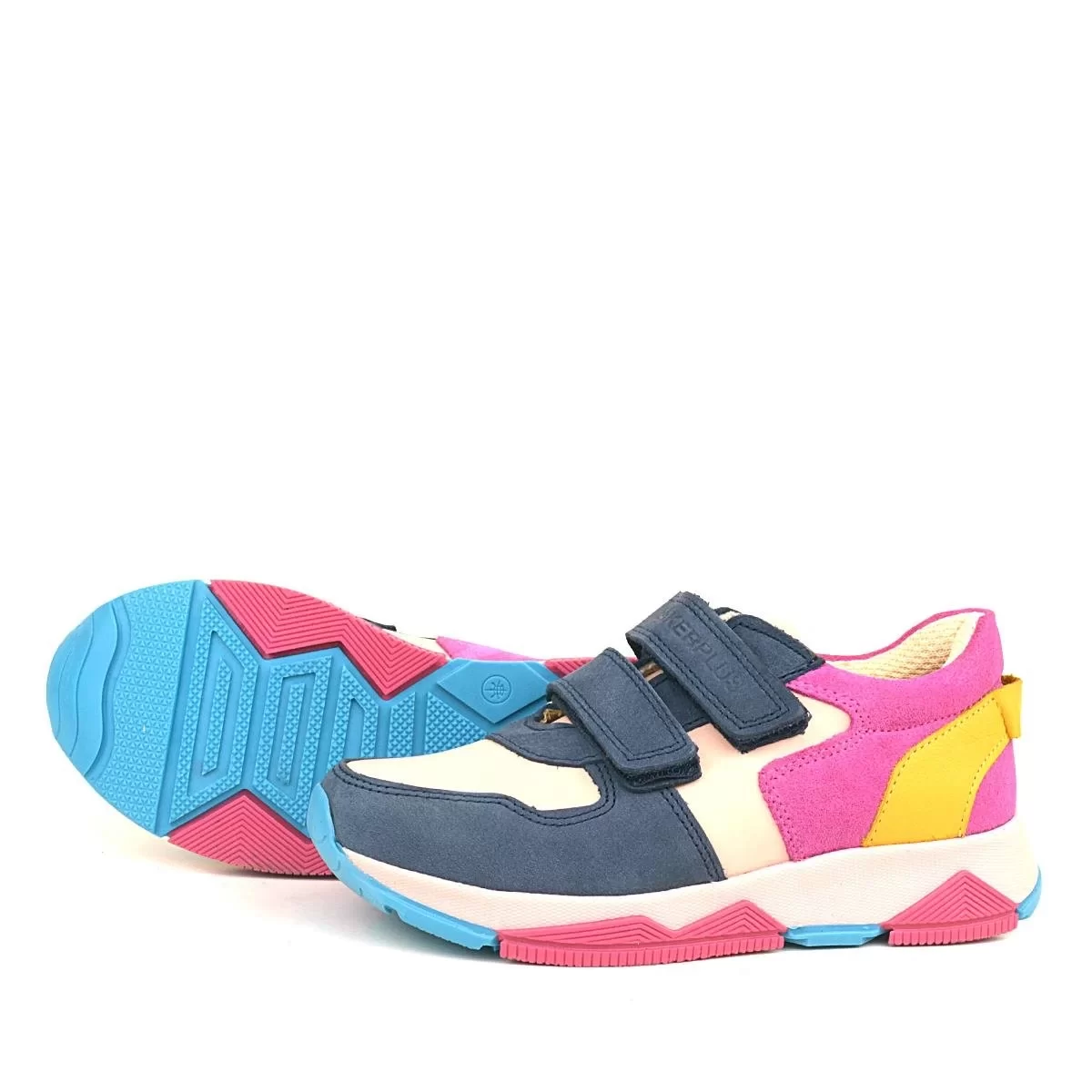 Rakerplus Hakiki Deri Lacivert Pembe Çocuk Sneakers Spor Ayakkabı