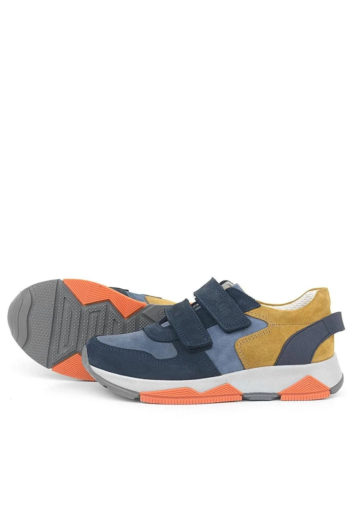 Rakerplus Hakiki Deri Lacivert Taba Çocuk Sneakers Spor Ayakkabı