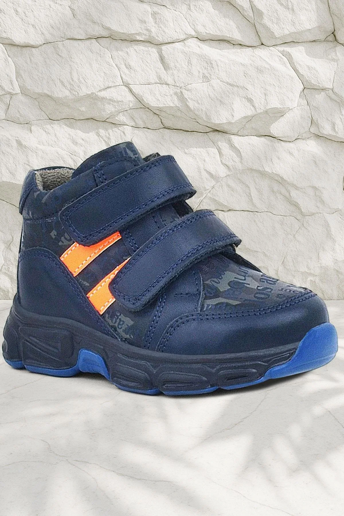 Rakerplus Hakiki Deri Lacivert Turuncu Bebek Spor Bot Ayakkabı