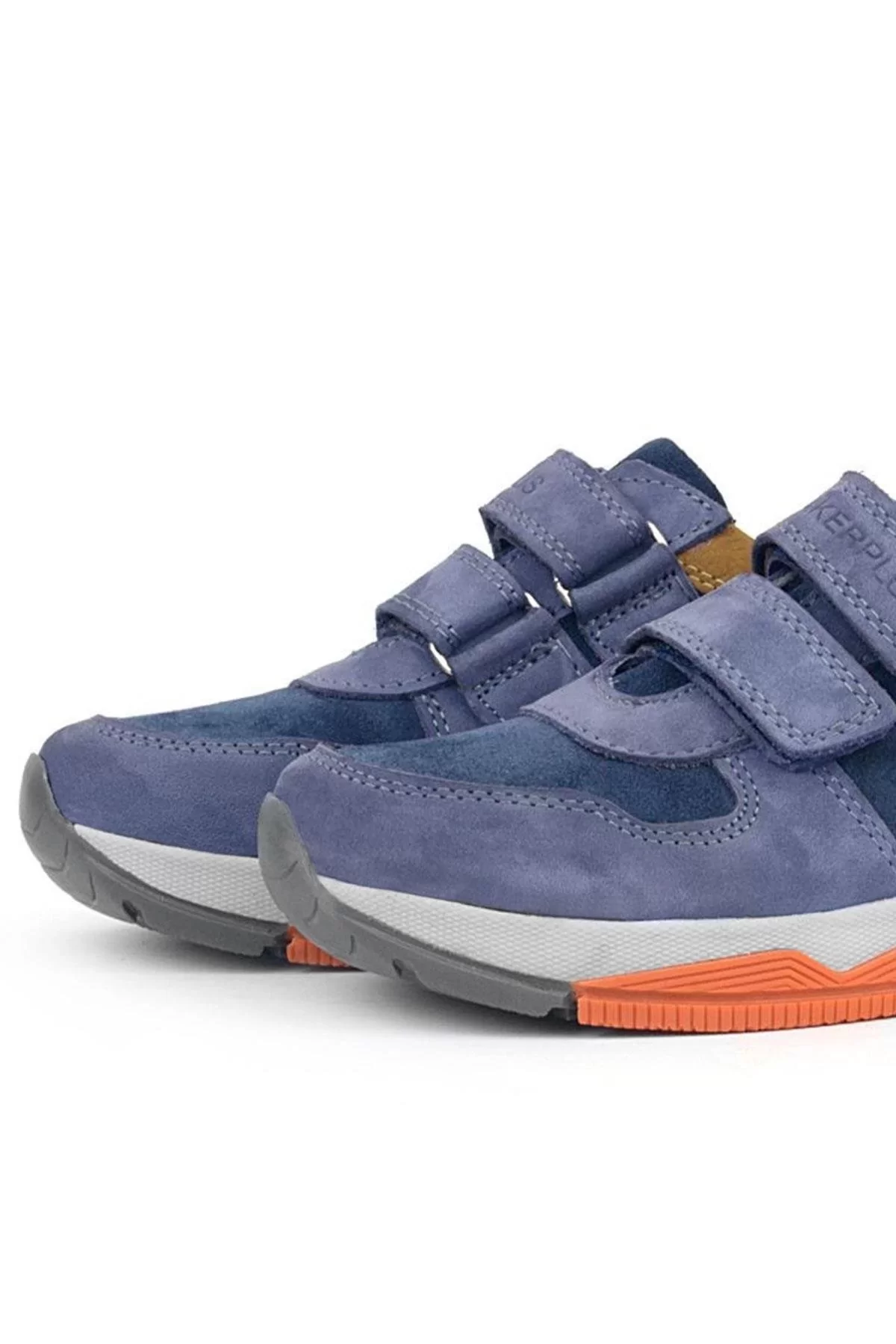 Rakerplus Hakiki Deri Mavi Süet Taba Çocuk Cırtlı Sneakers Spor Ayakkabı