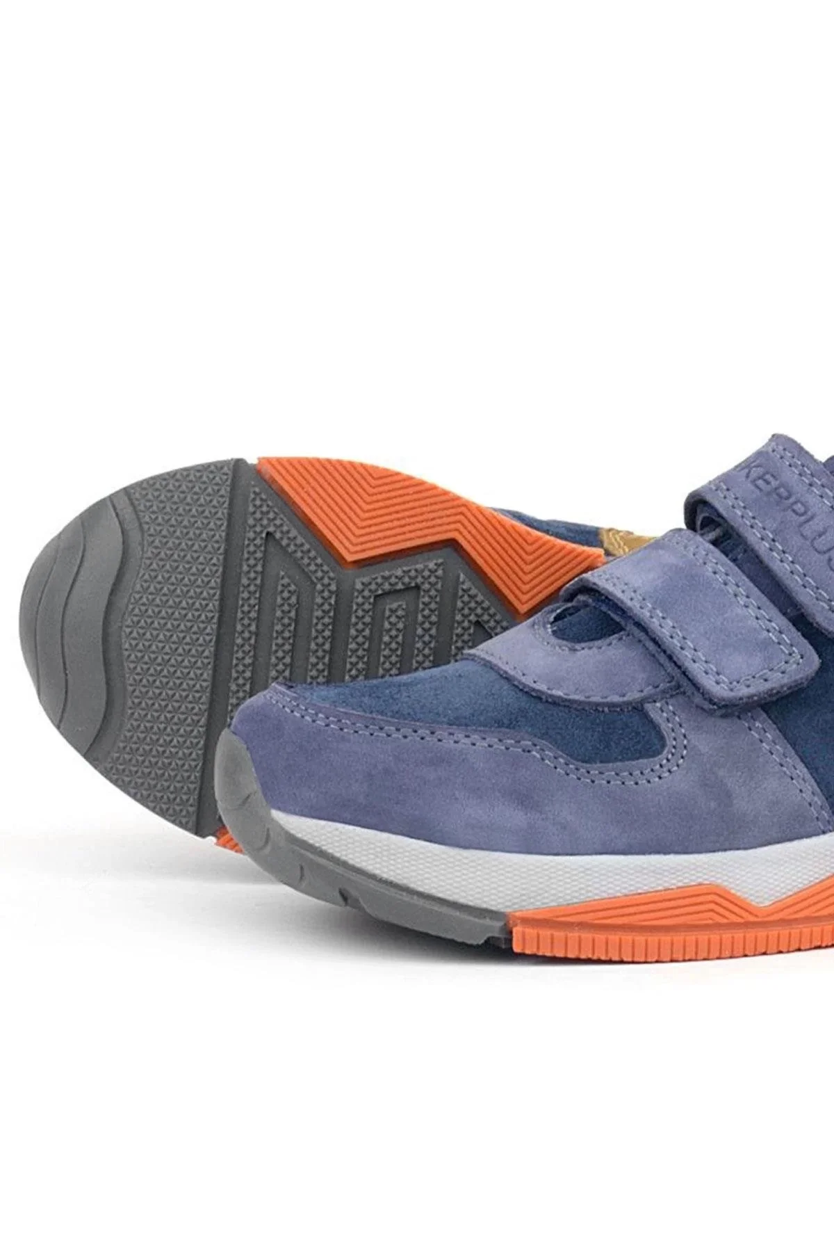 Rakerplus Hakiki Deri Mavi Süet Taba Çocuk Cırtlı Sneakers Spor Ayakkabı