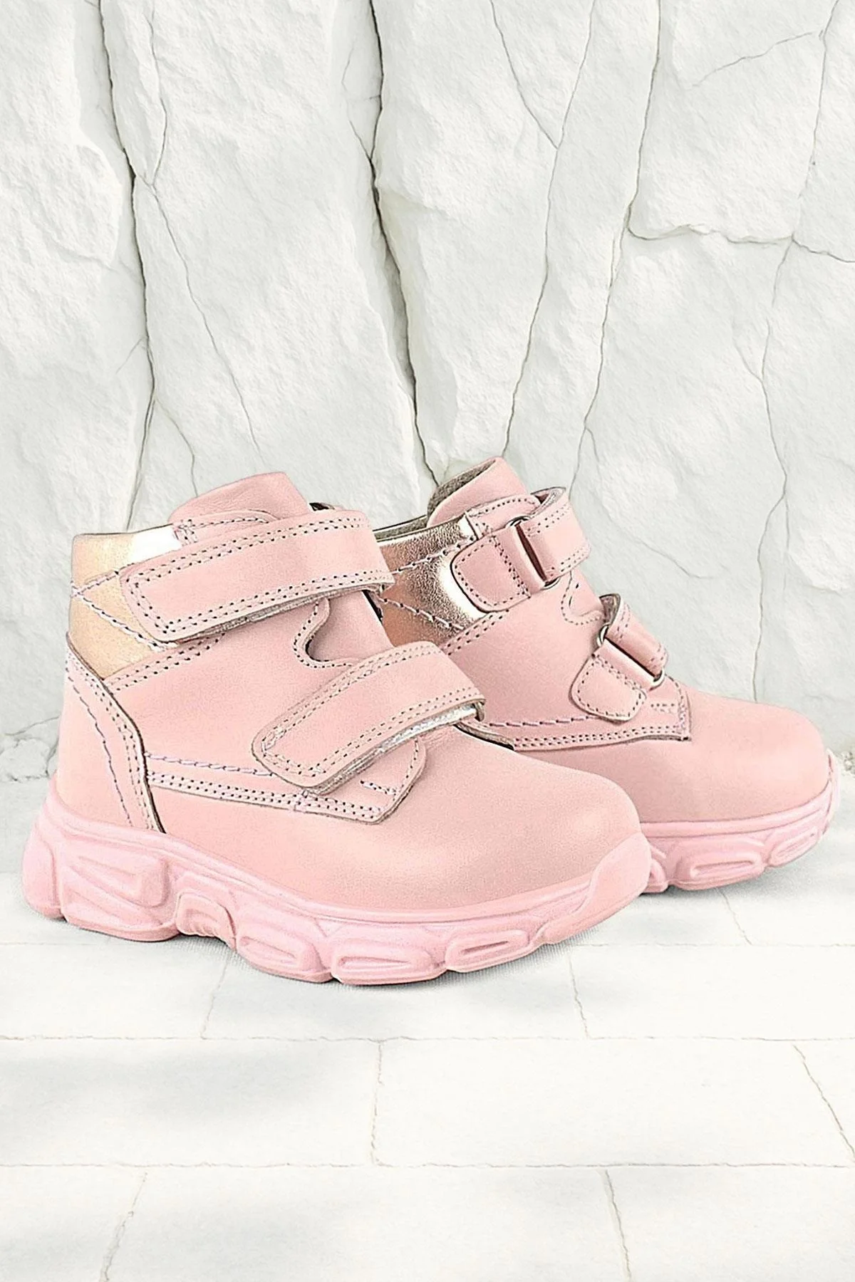 Rakerplus Hakiki Deri Pembe Cırtlı Kız Bebek Bot