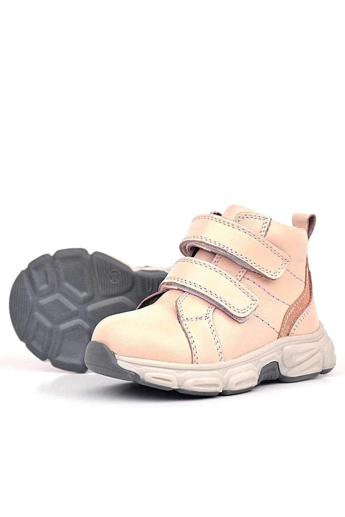 Rakerplus Hakiki Deri Pembe Cırtlı Spor Kız Bebek Bot