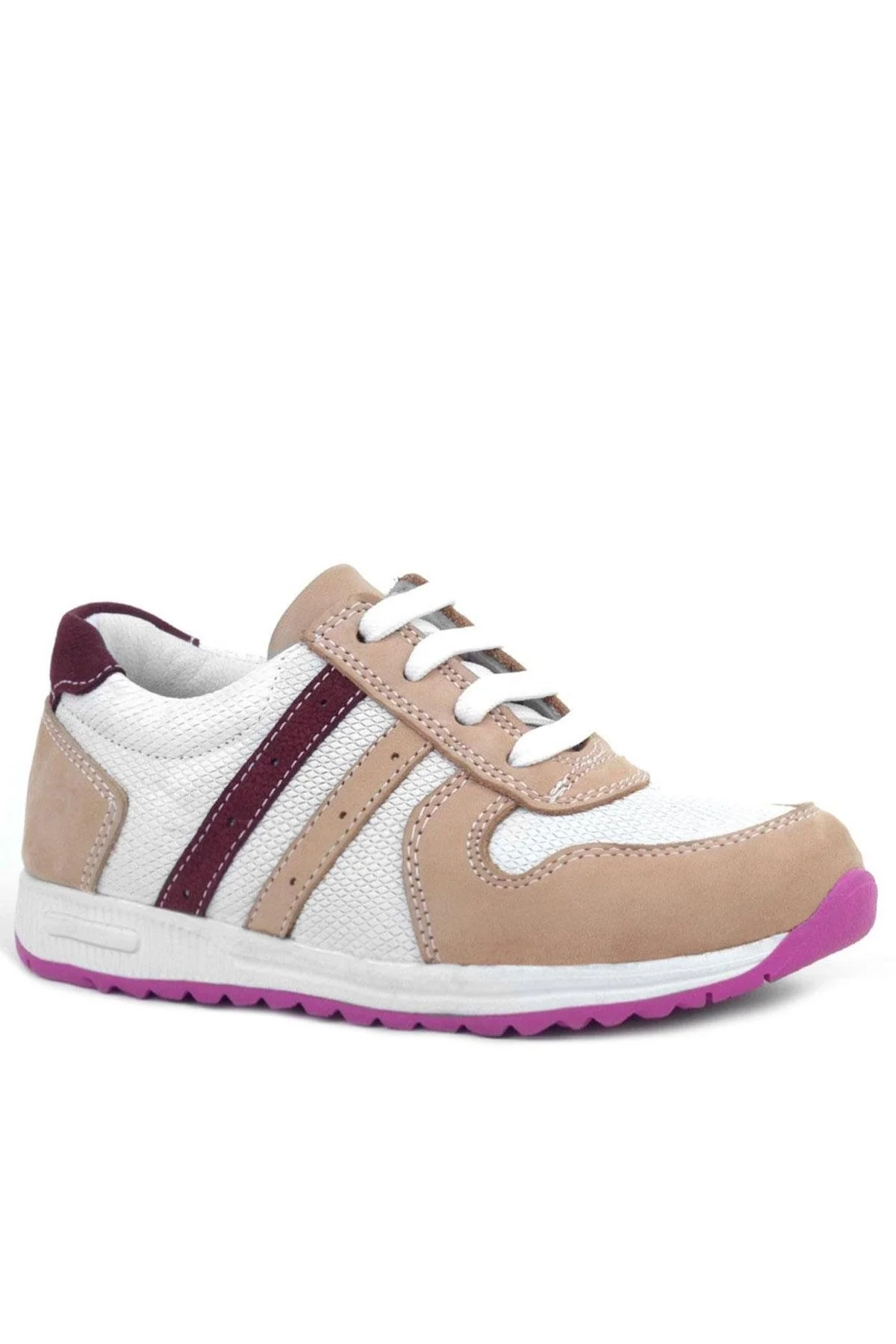 Rakerplus Hakiki Deri Pembe Fuşya Tabanlı Kız Çocuk Günlük Spor Ayakkabı