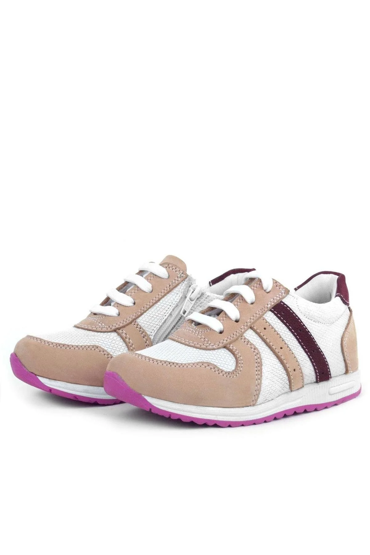 Rakerplus Hakiki Deri Pembe Fuşya Tabanlı Kız Çocuk Günlük Spor Ayakkabı