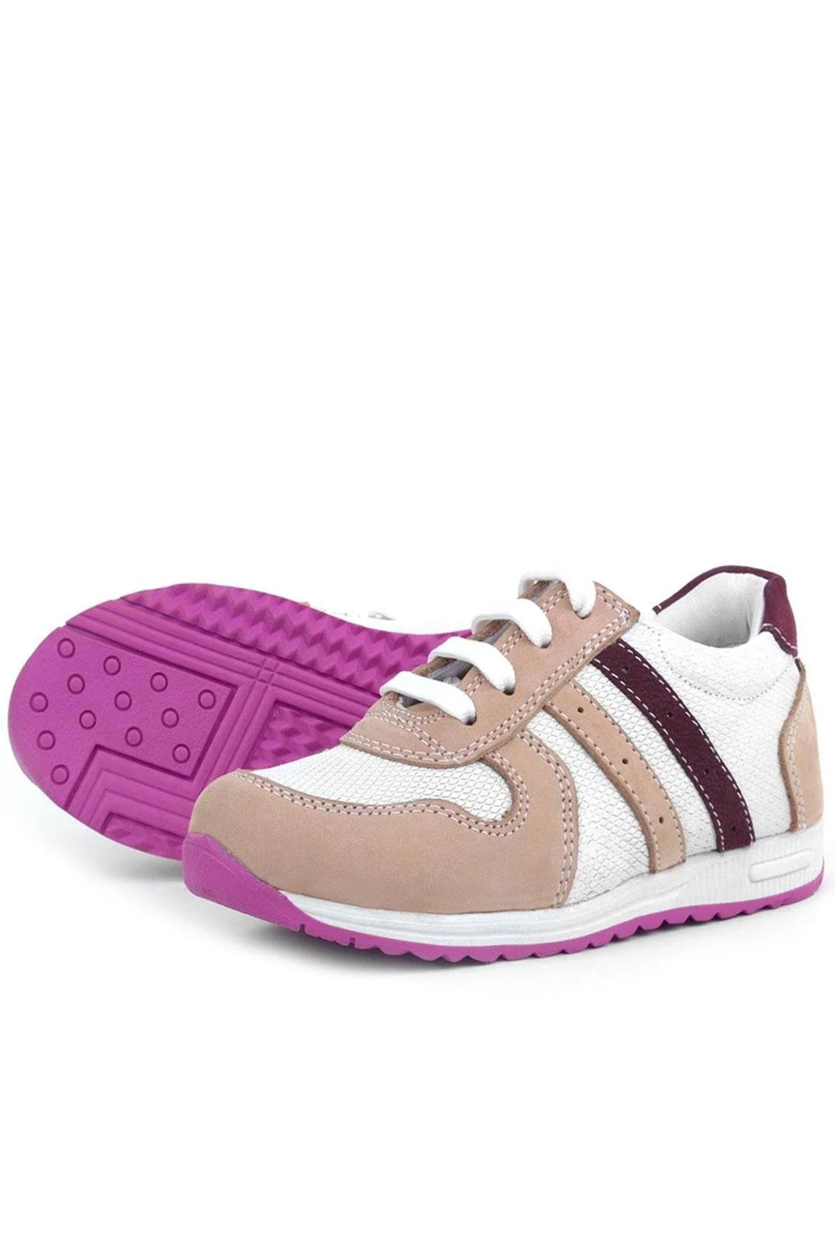 Rakerplus Hakiki Deri Pembe Fuşya Tabanlı Kız Çocuk Günlük Spor Ayakkabı
