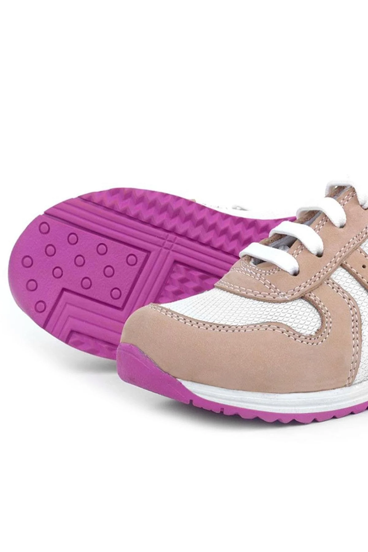 Rakerplus Hakiki Deri Pembe Fuşya Tabanlı Kız Çocuk Günlük Spor Ayakkabı