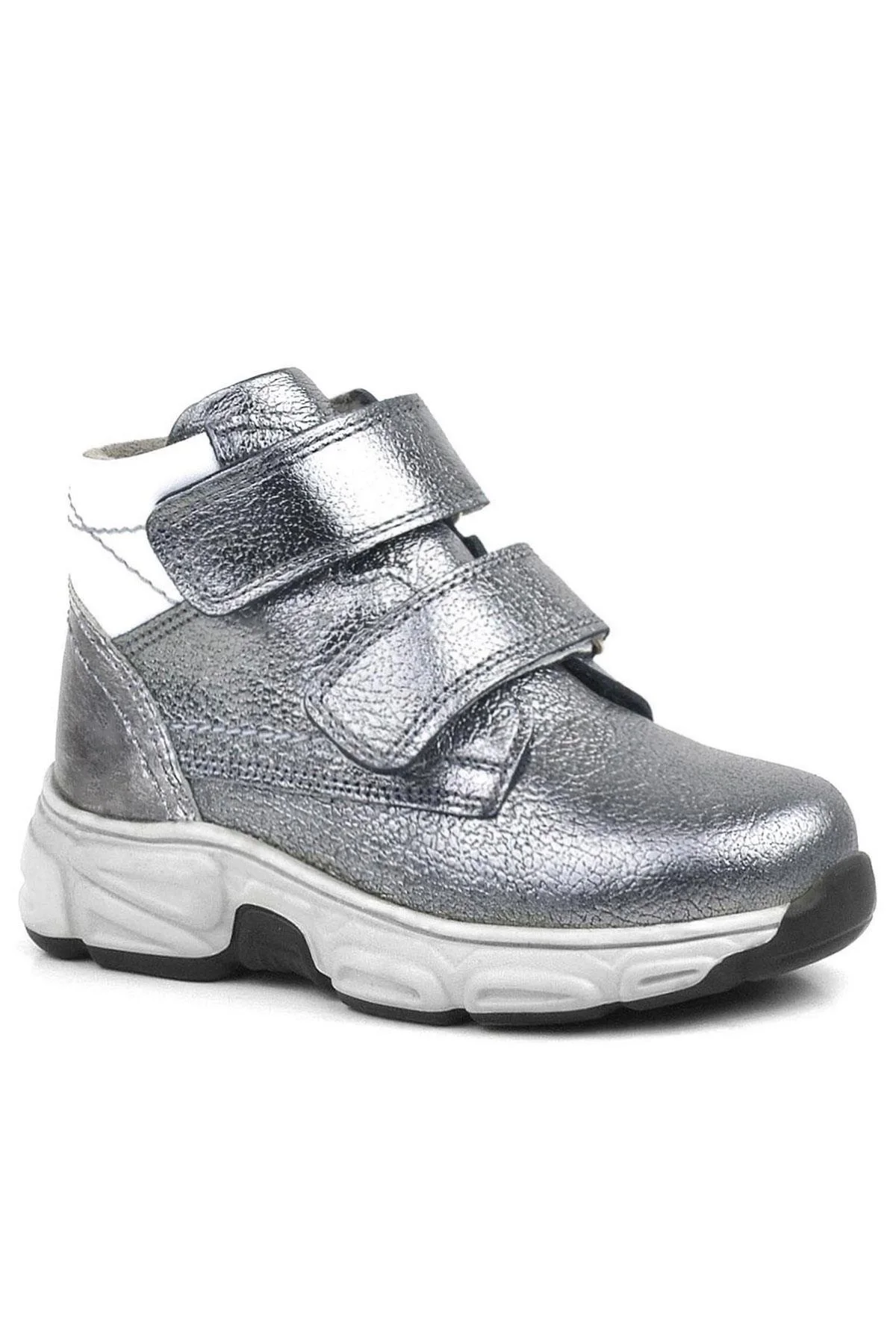 Rakerplus Hakiki Deri Platin Gri Cırtlı Kürklü Kız Çocuk Spor Bot