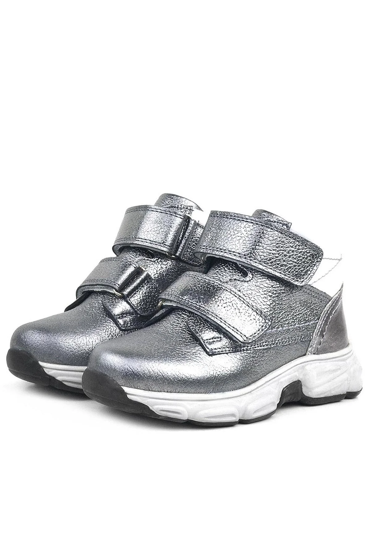 Rakerplus Hakiki Deri Platin Gri Cırtlı Kürklü Kız Çocuk Spor Bot